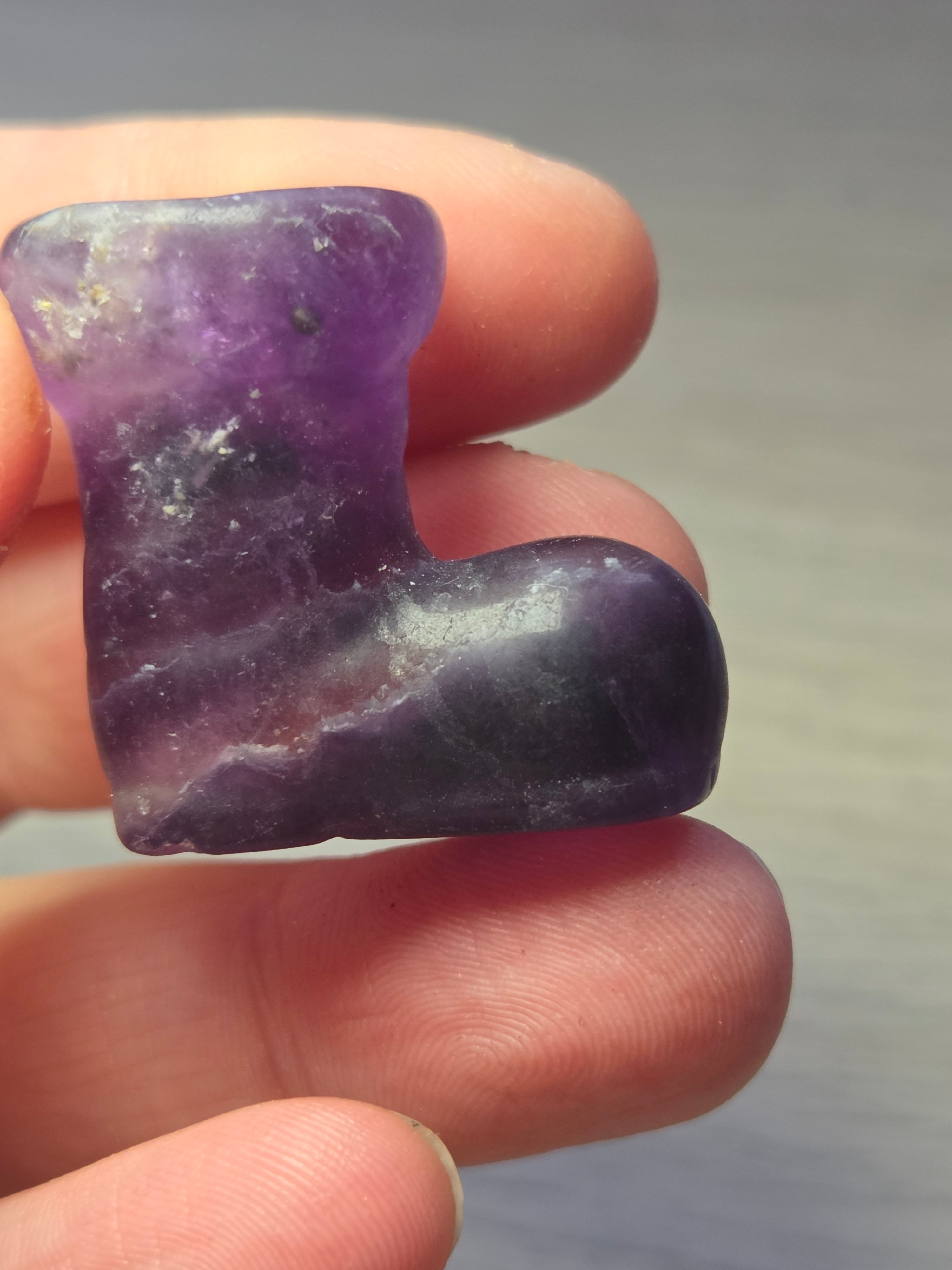 Flourite crystal  boot carving