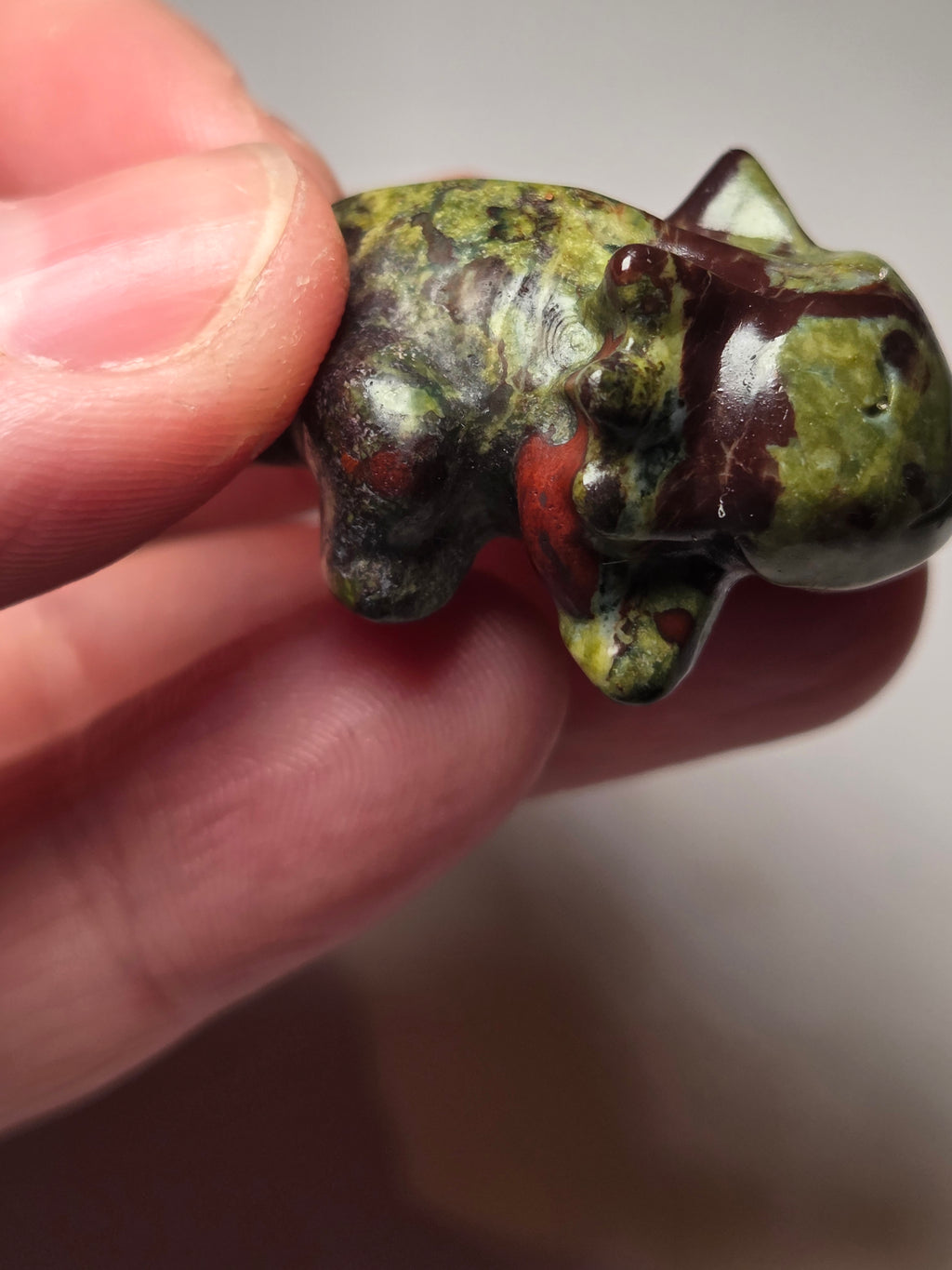 Dragon blood stone crystal axolotl carving