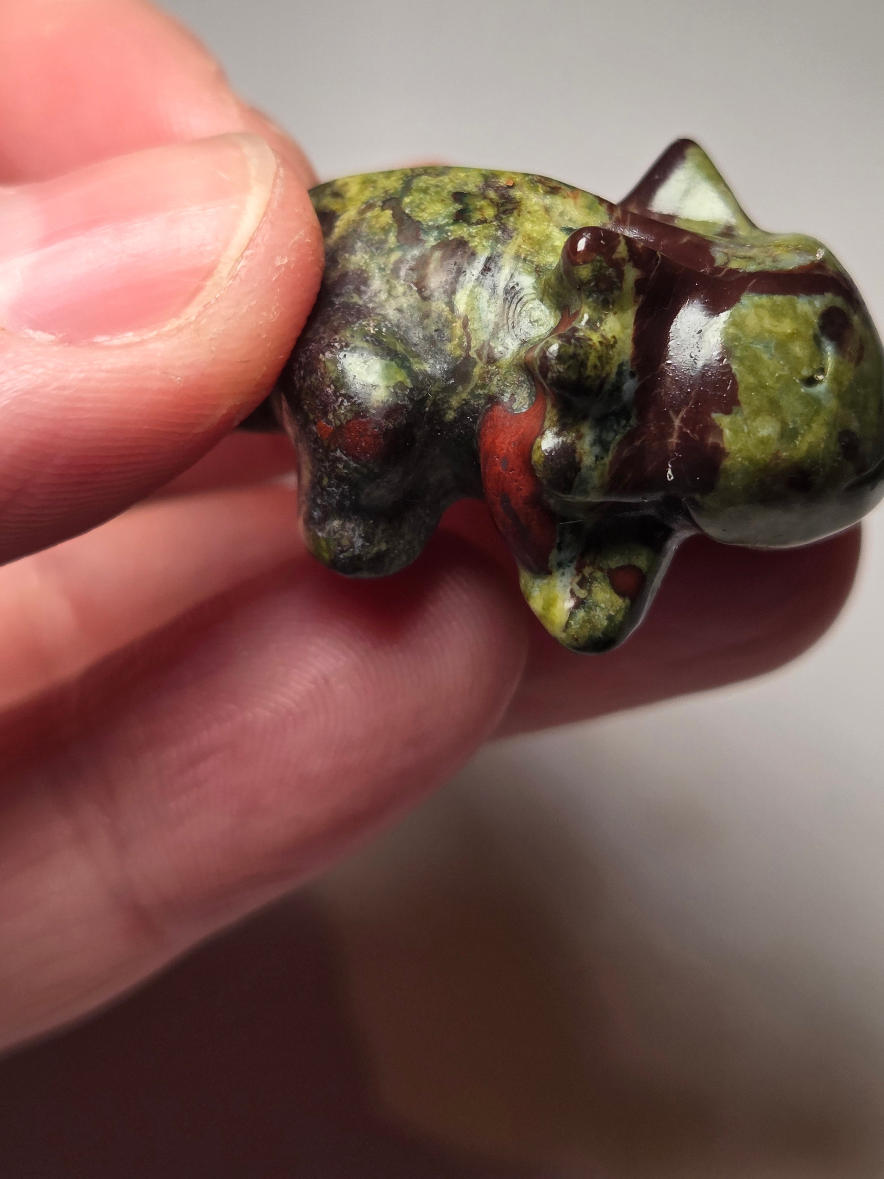 Dragon blood stone crystal axolotl carving