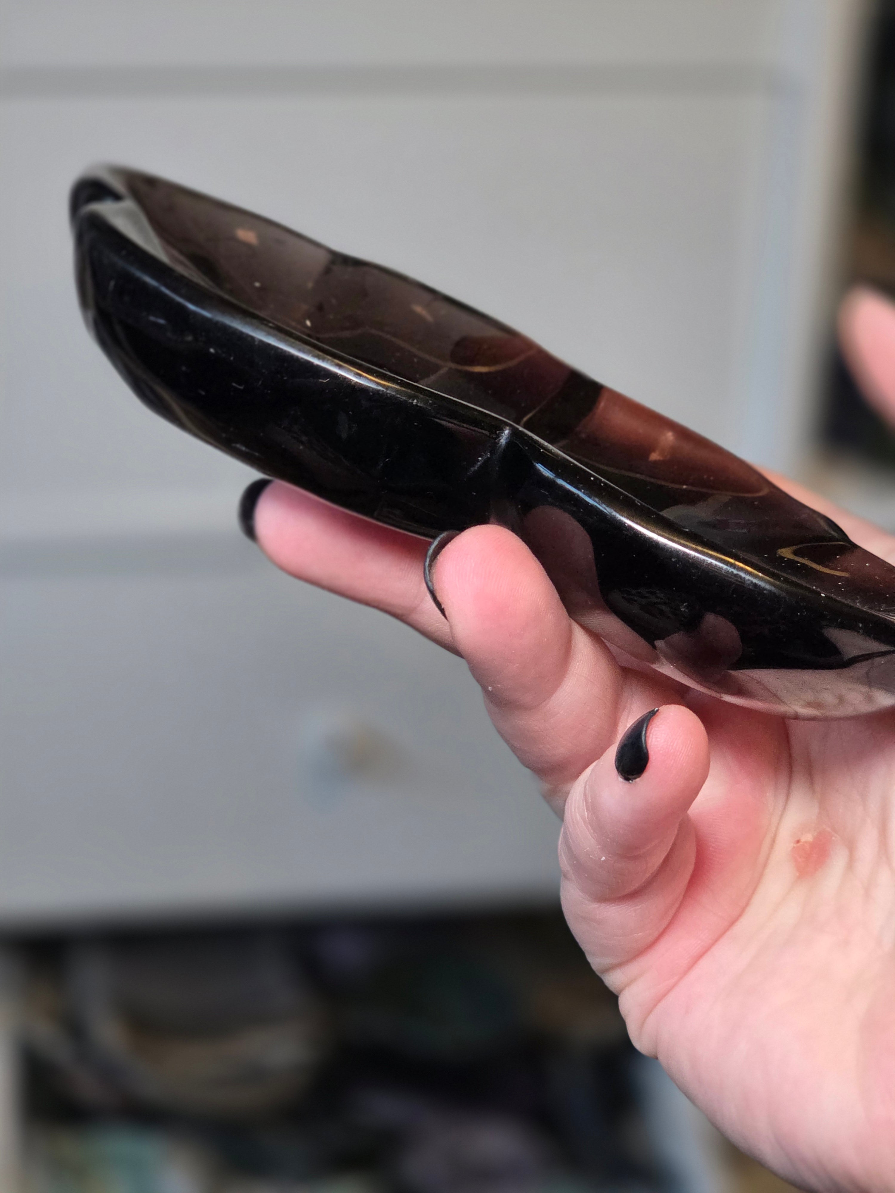 Ice obsidian crystal large bowl