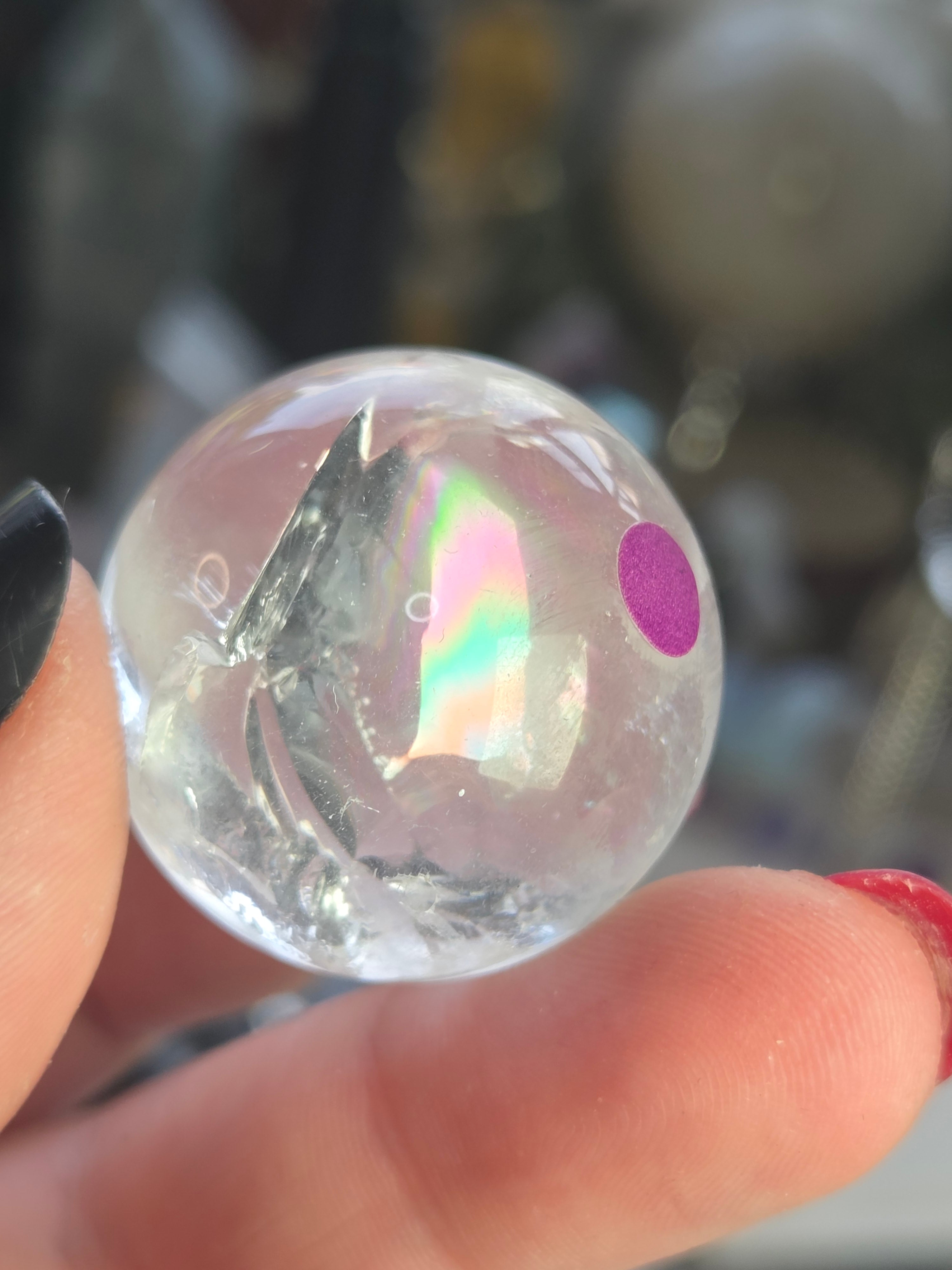 Amazing  clear quartz crystal sphere