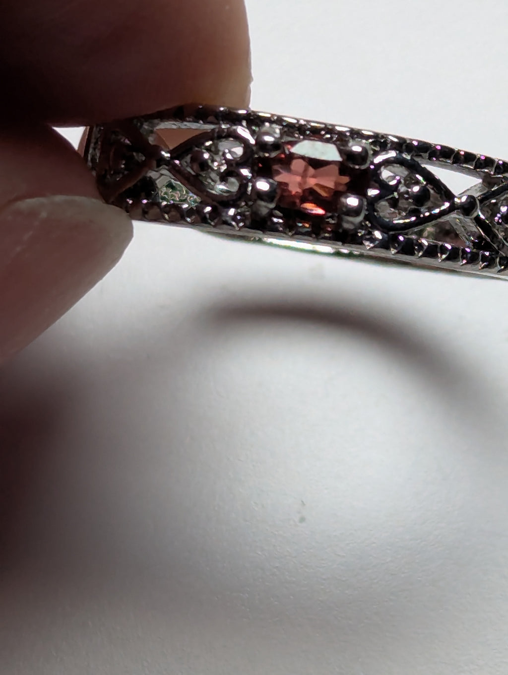 Garnet crystal adjustable ring stainless steel
