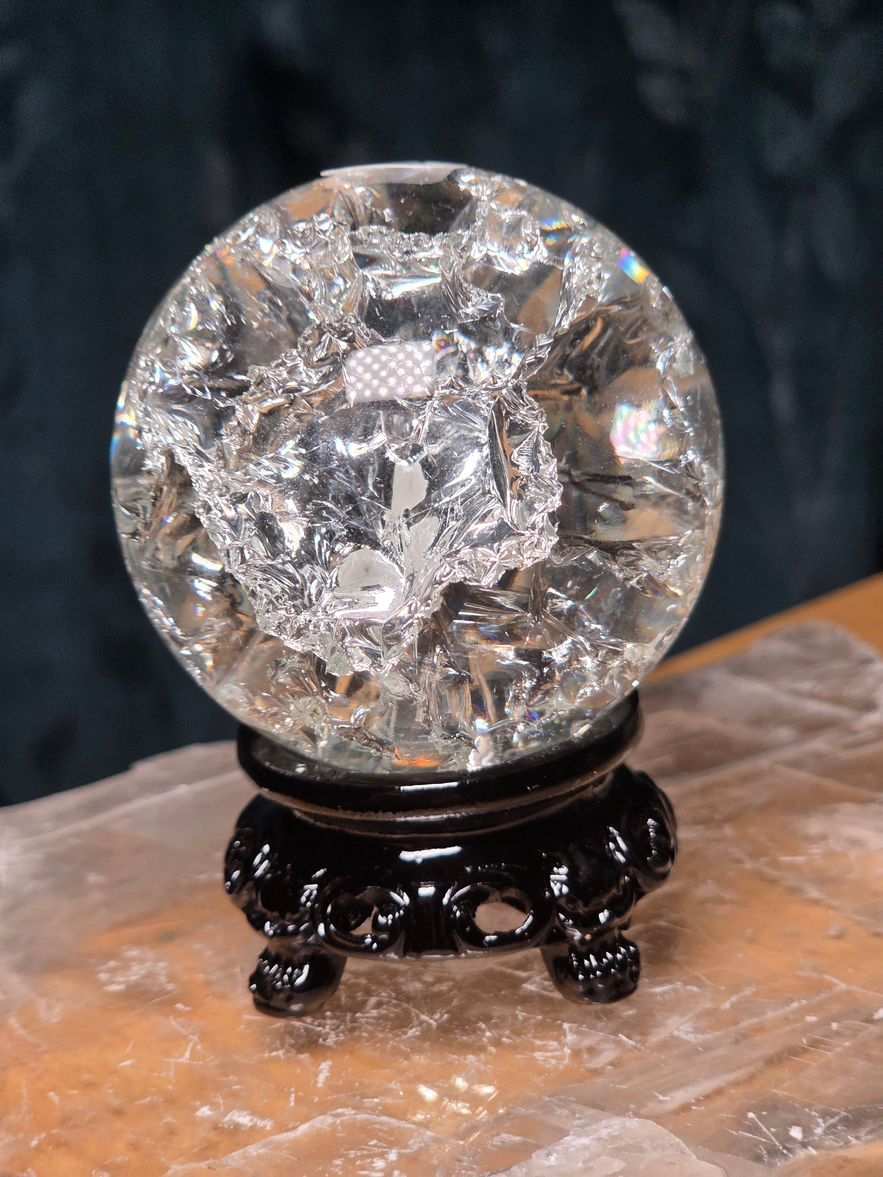 Crackle glass sphere