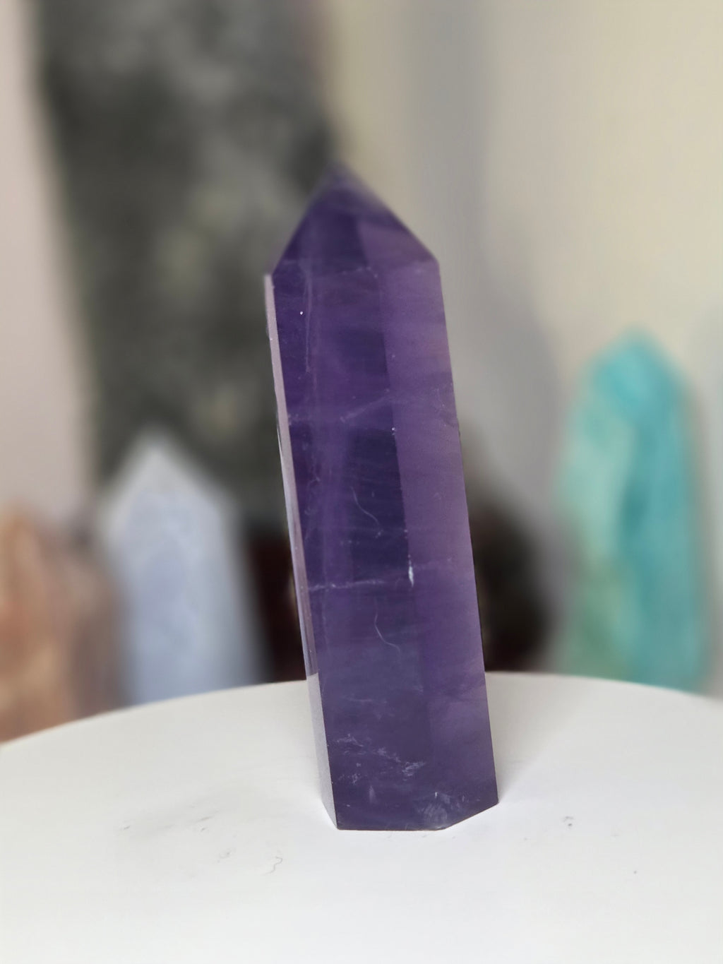 Purple flourite crystal tower