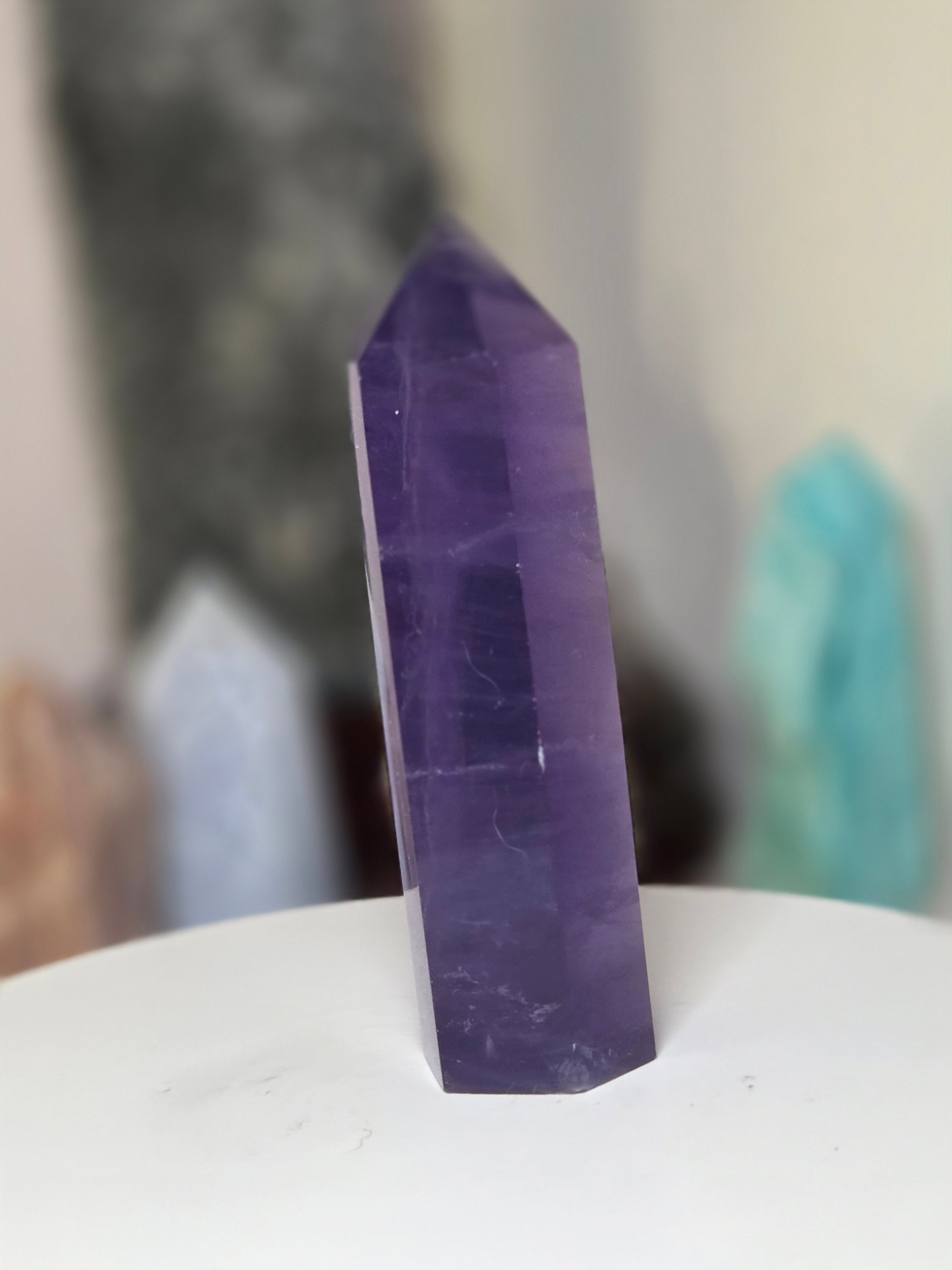 Purple flourite crystal tower