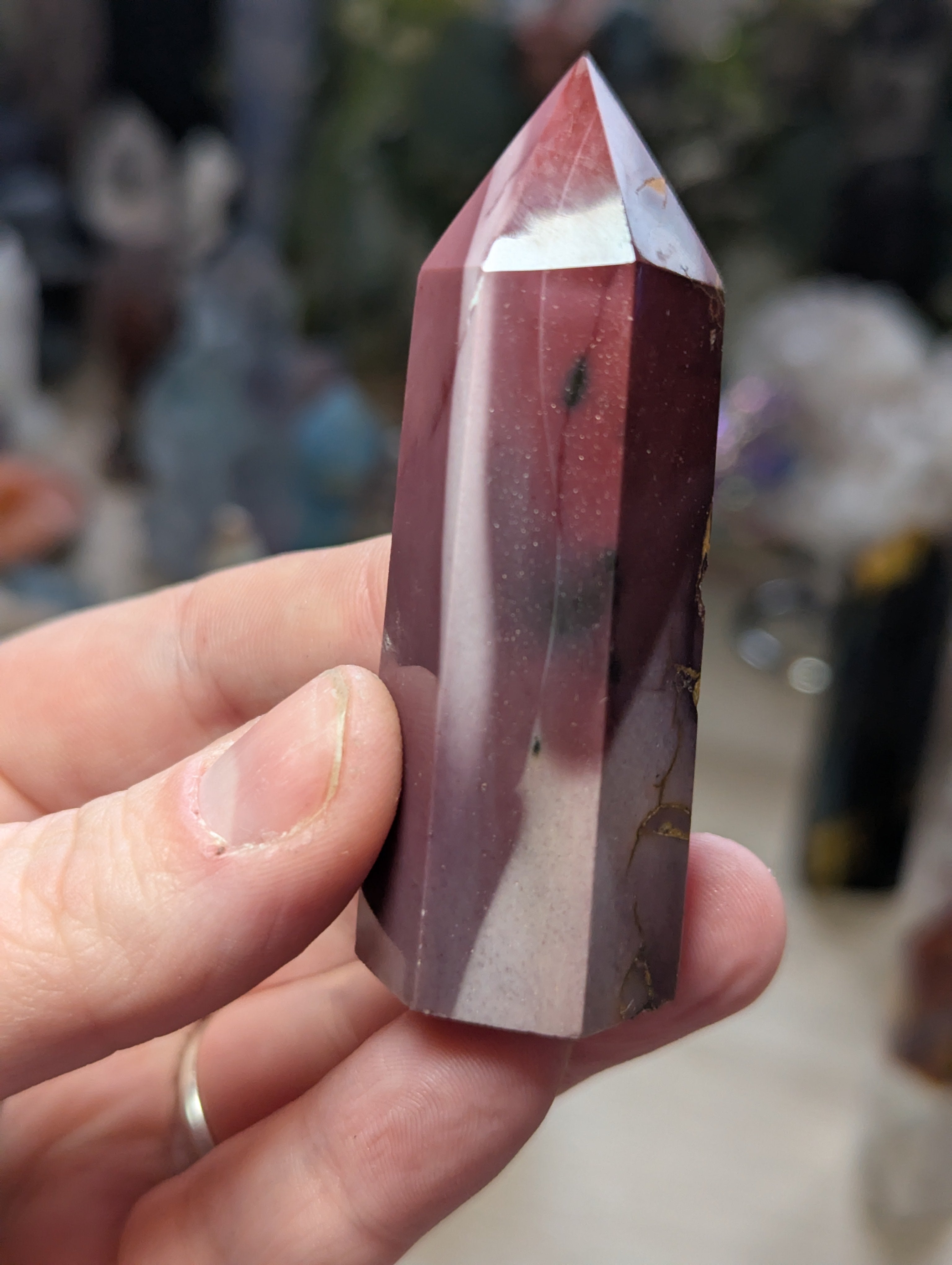 Mookaite crystal tower carving