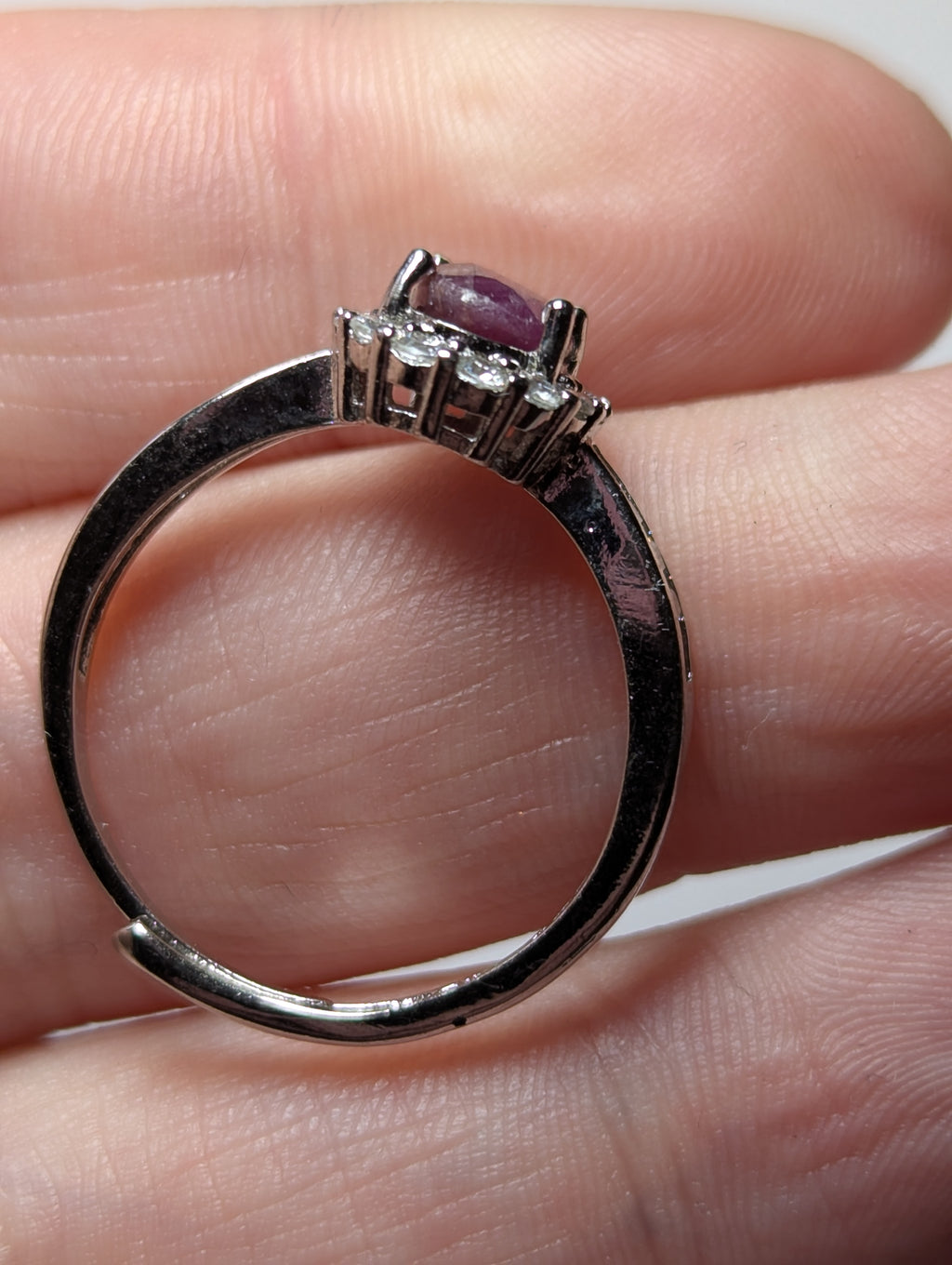 Natural Ruby Adjustable ring stainless steel