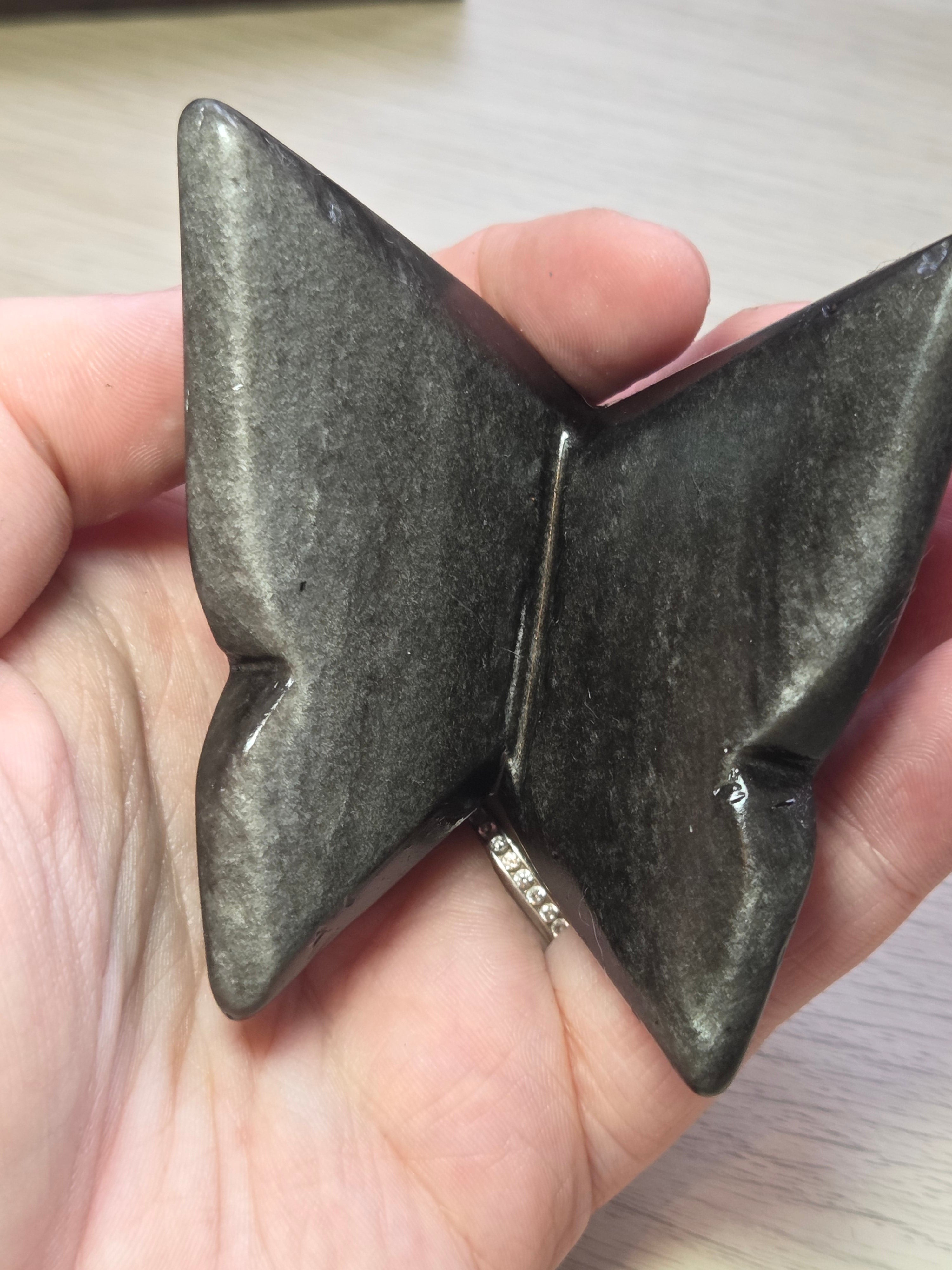 Silver sheen obsidian crystal butterfly