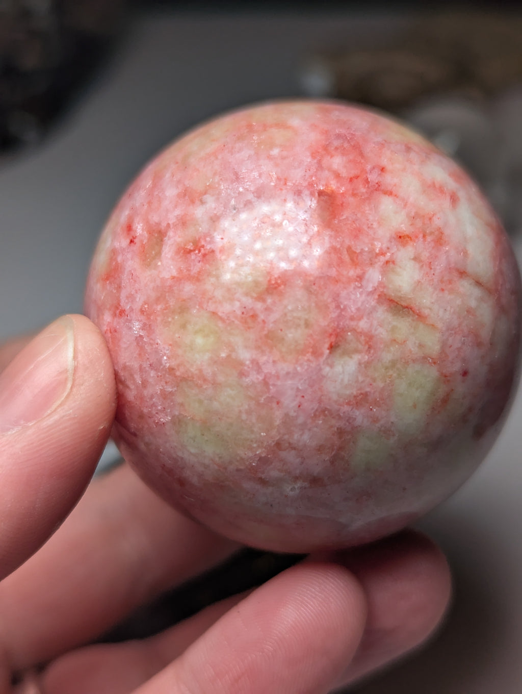 Pink Zoiltie crystal sphere