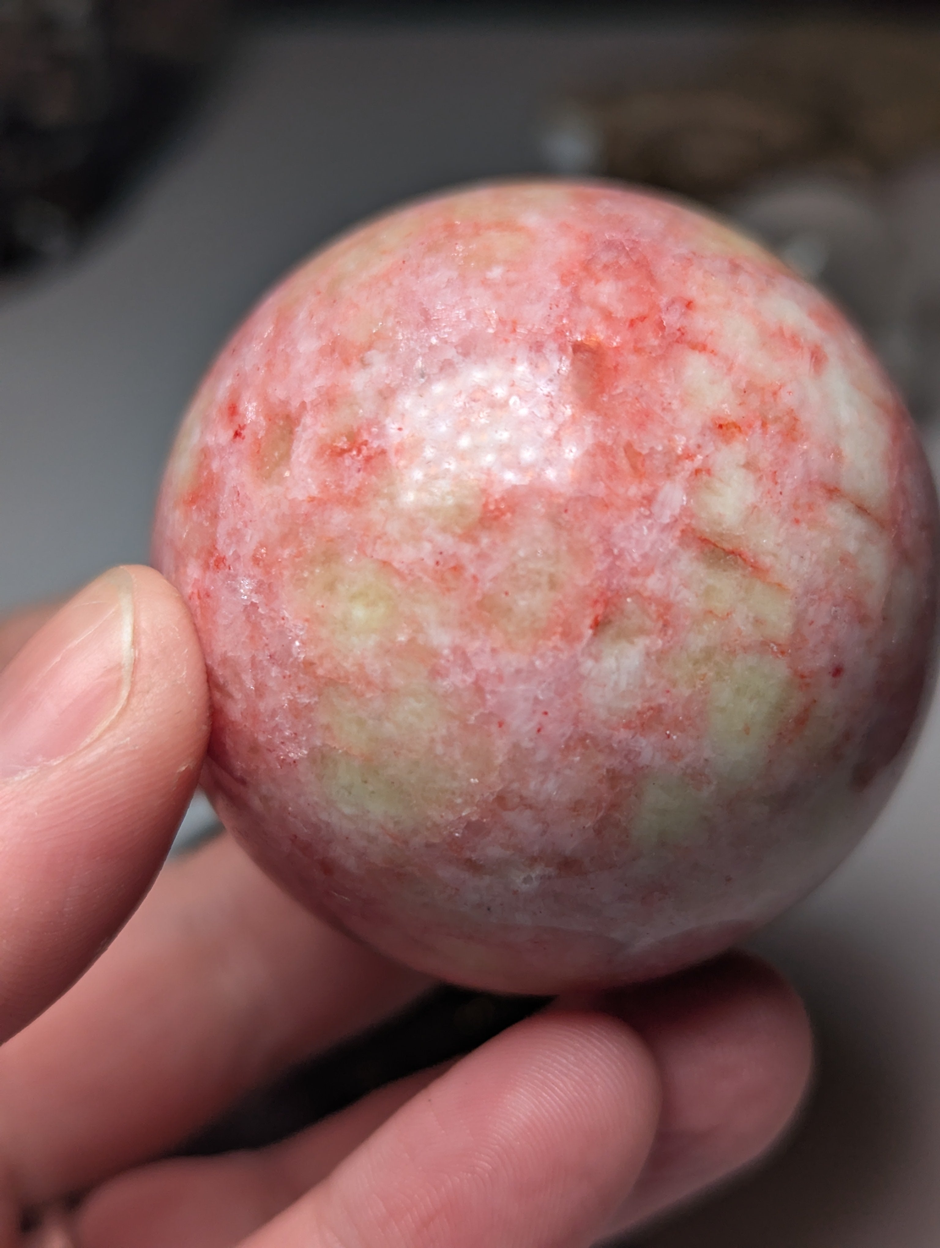 Pink Zoiltie crystal sphere