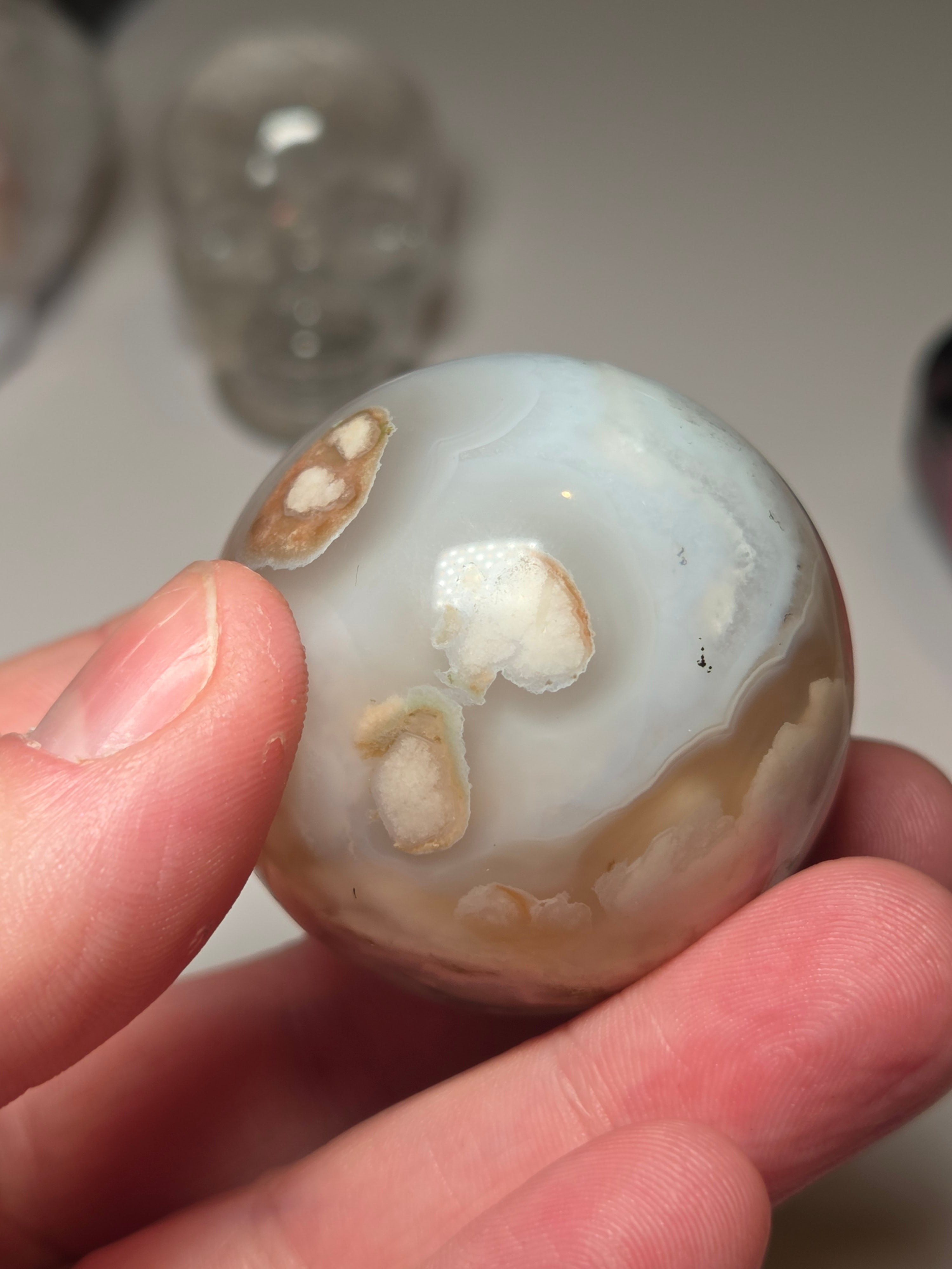 Grade A Flower agate crystal small sphere