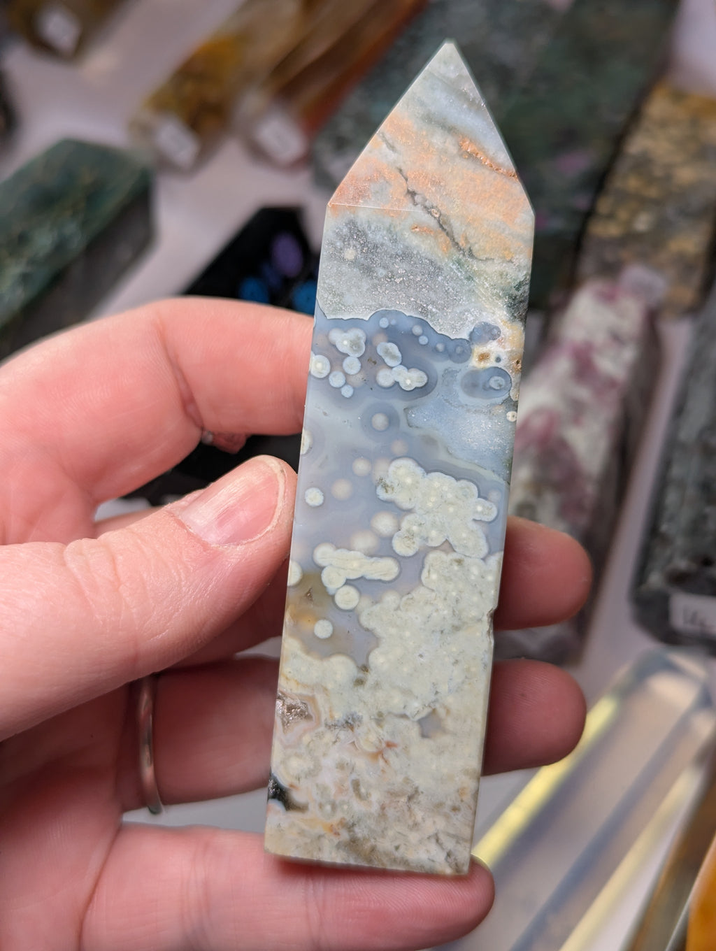 Blue ocean Jasper crystal tower