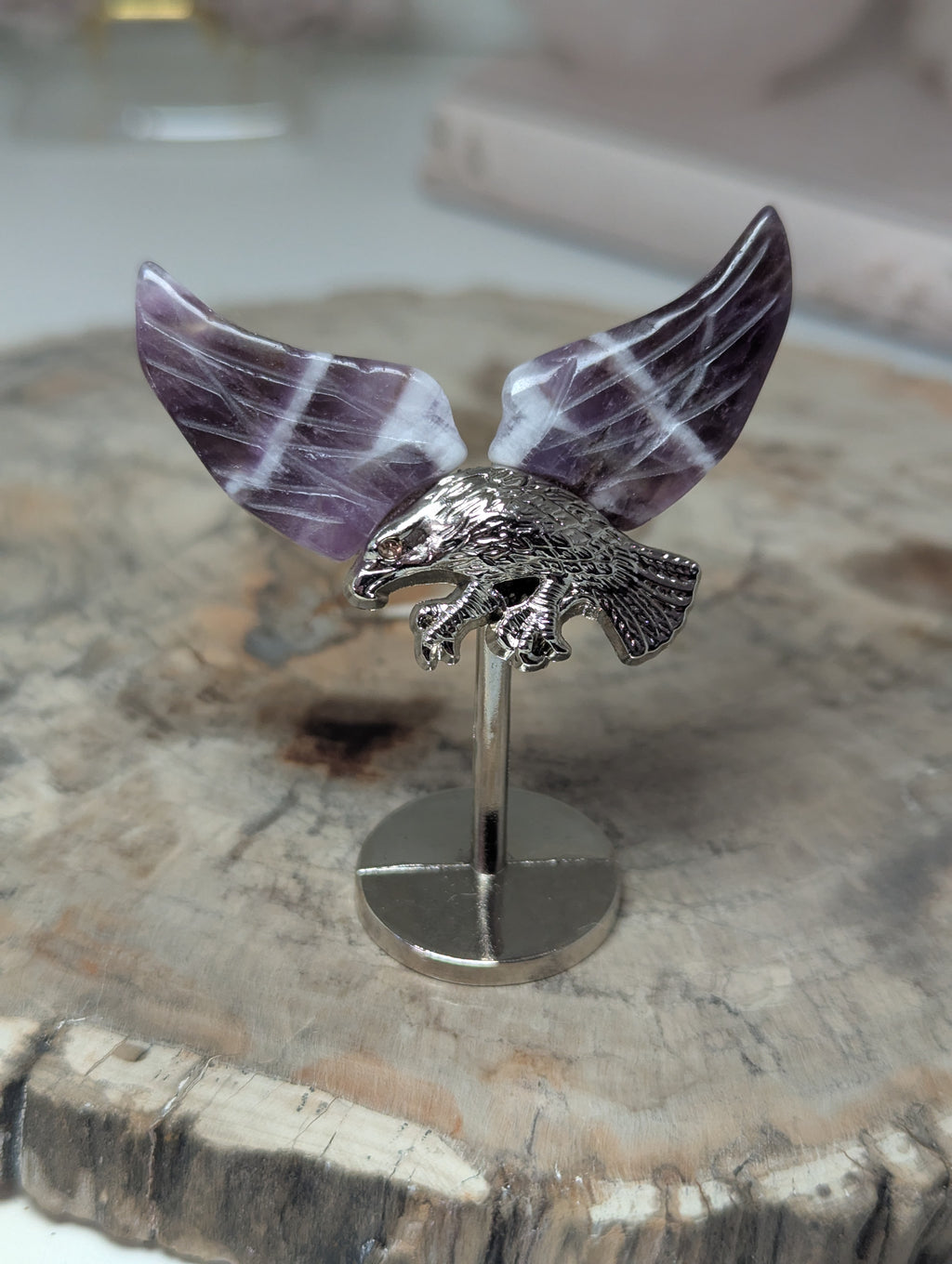 Dream Amethyst crystal Eagle carving