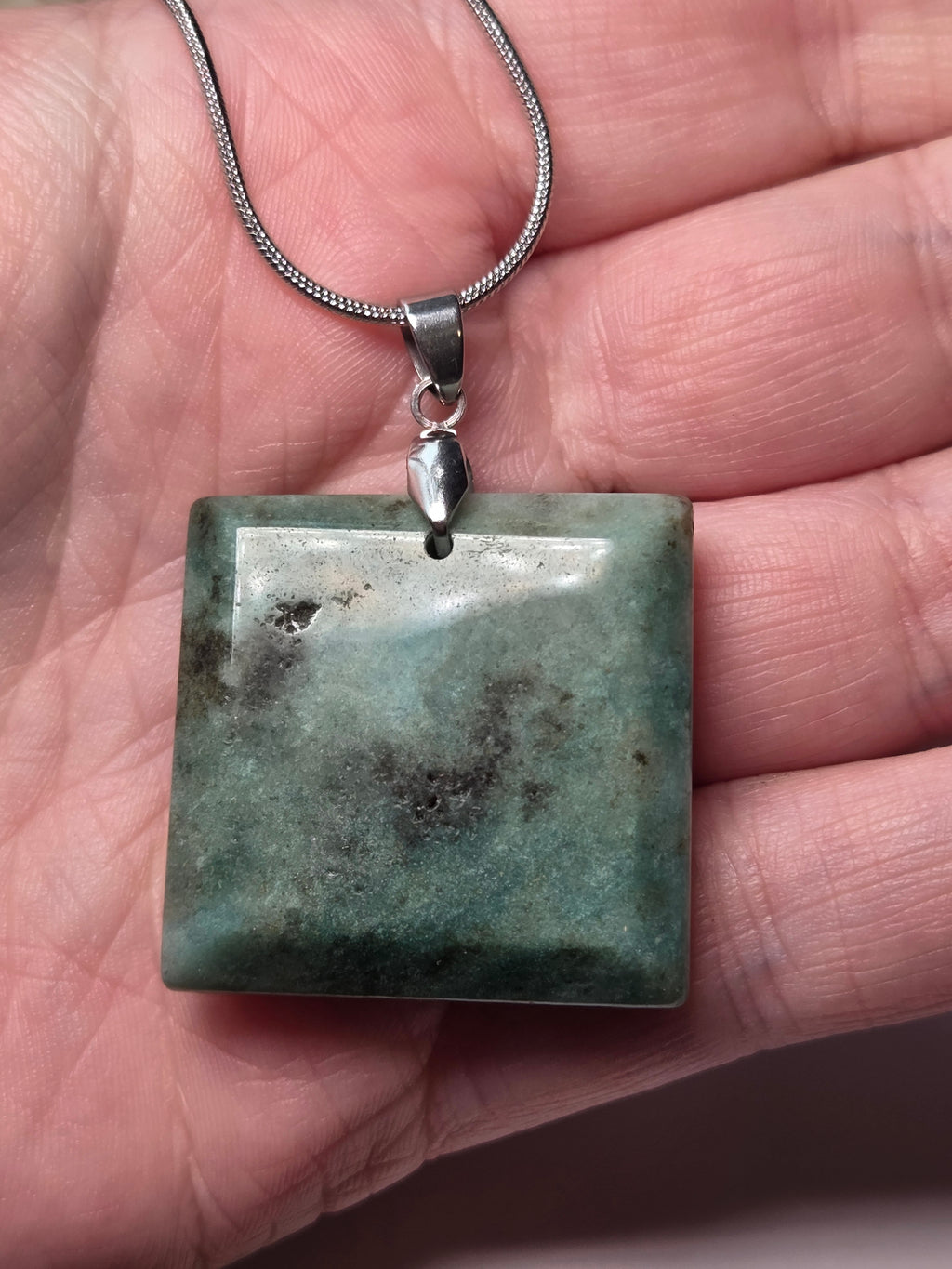 Beautiful moss agate crystal handmade  necklace