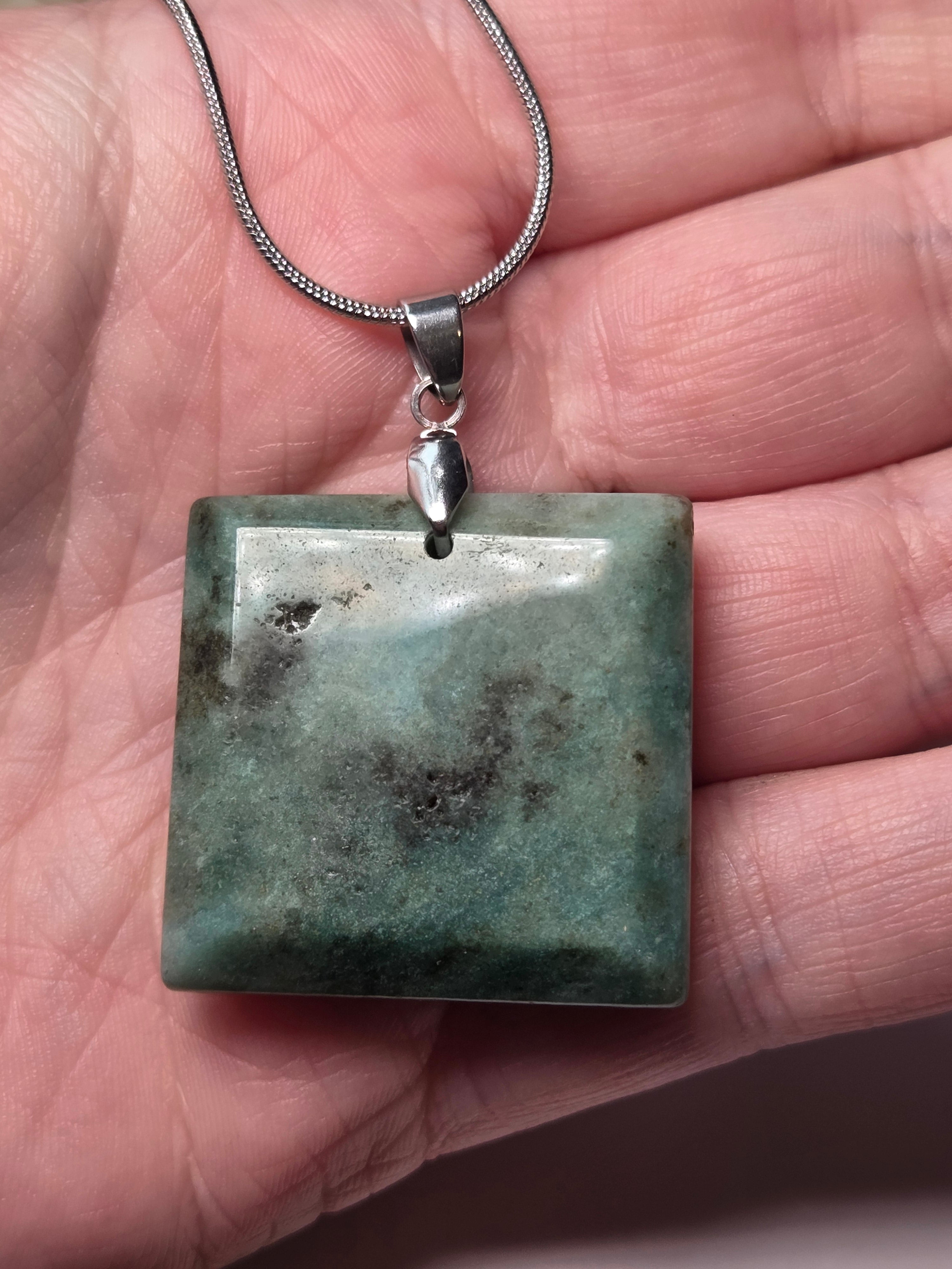 Beautiful moss agate crystal handmade  necklace
