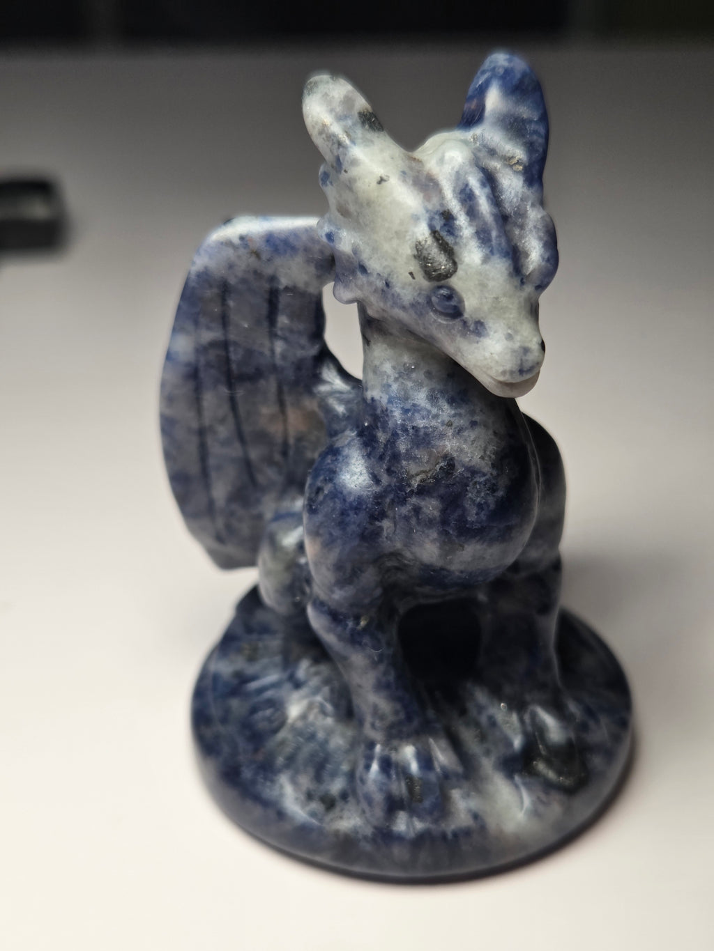 Sodalite crystal dragon carving