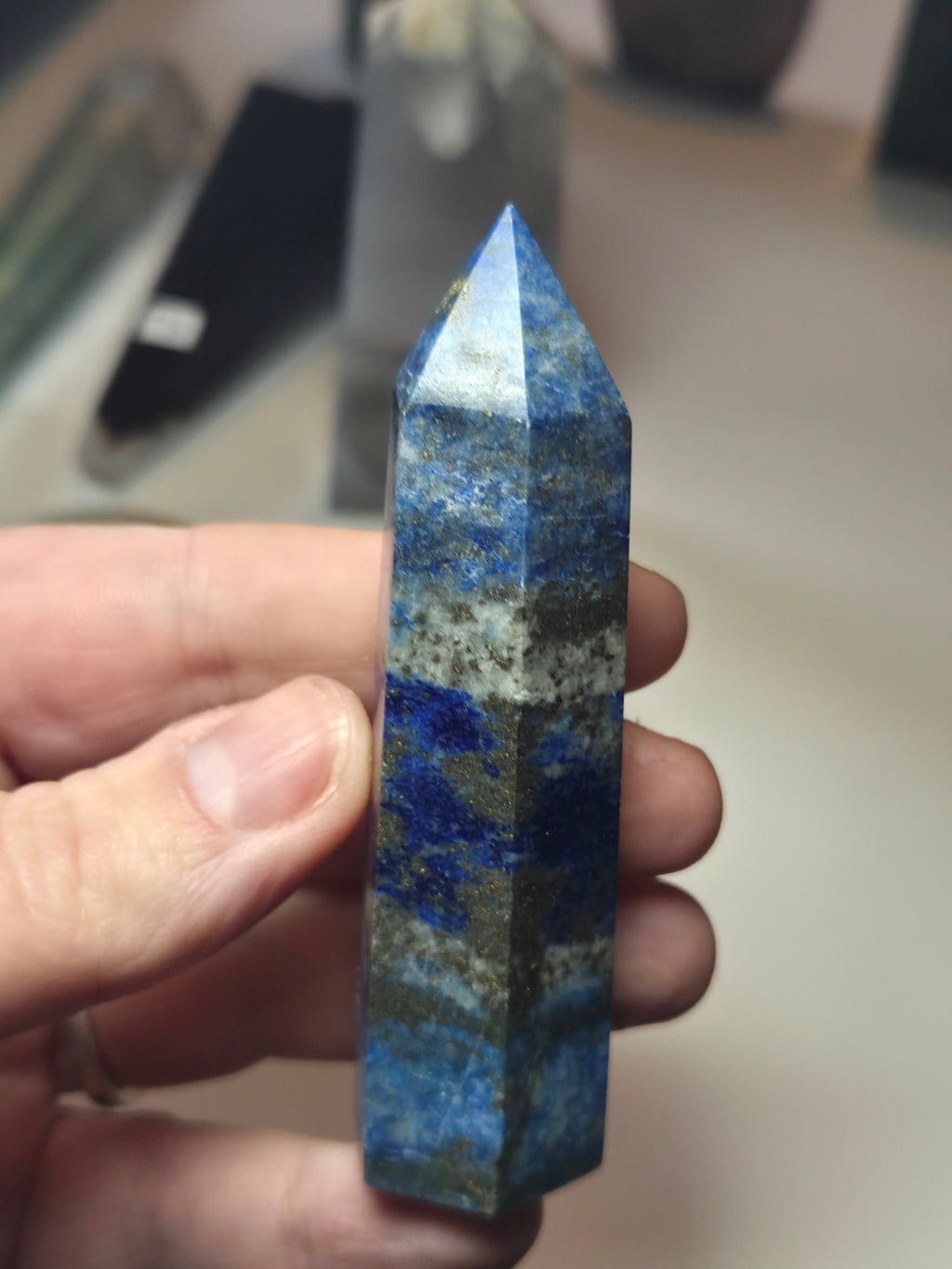 Lapis Lazuli crystal tower UV reactive