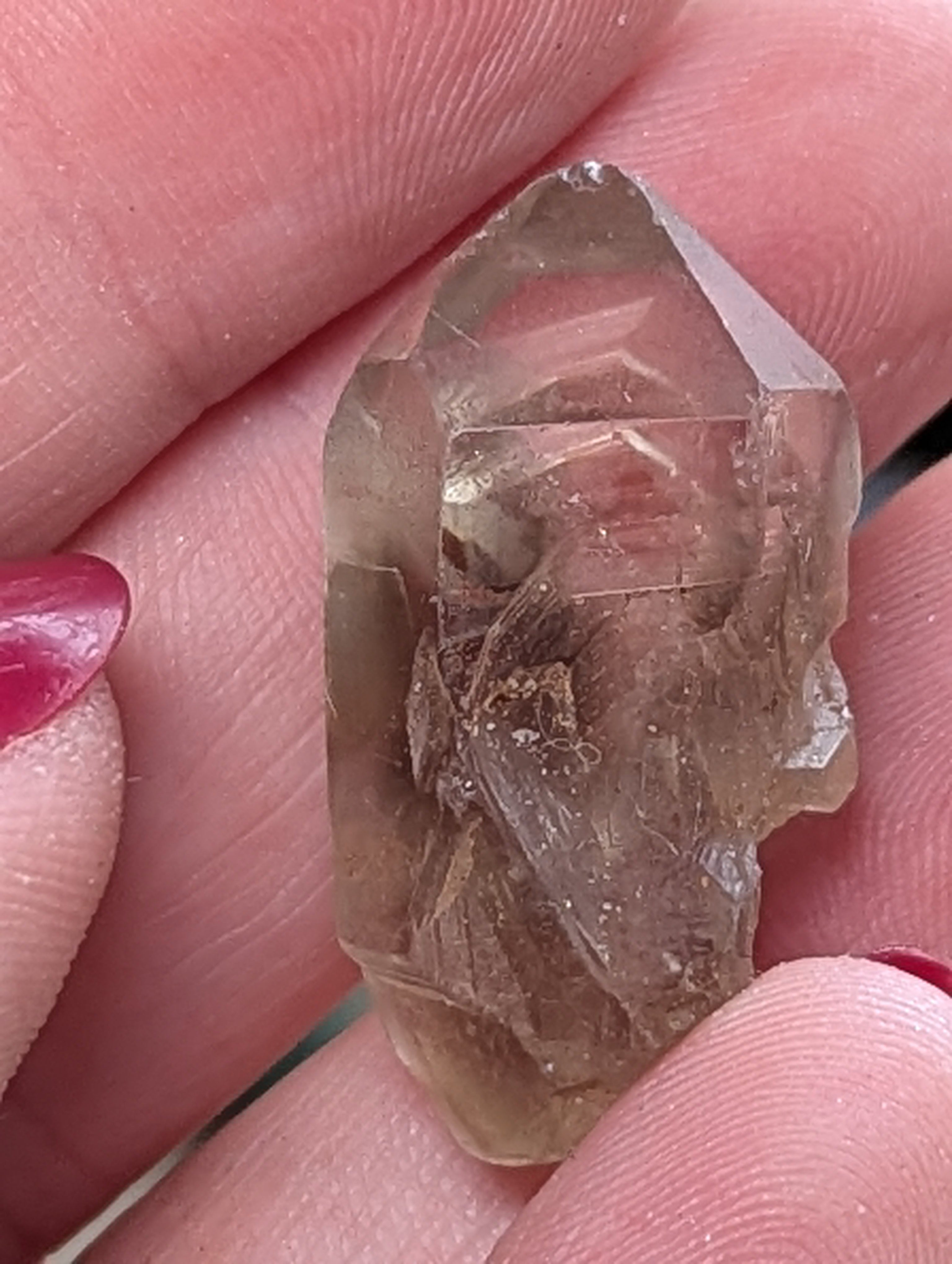 Smokey  Cruz quartz crystal specimen in case