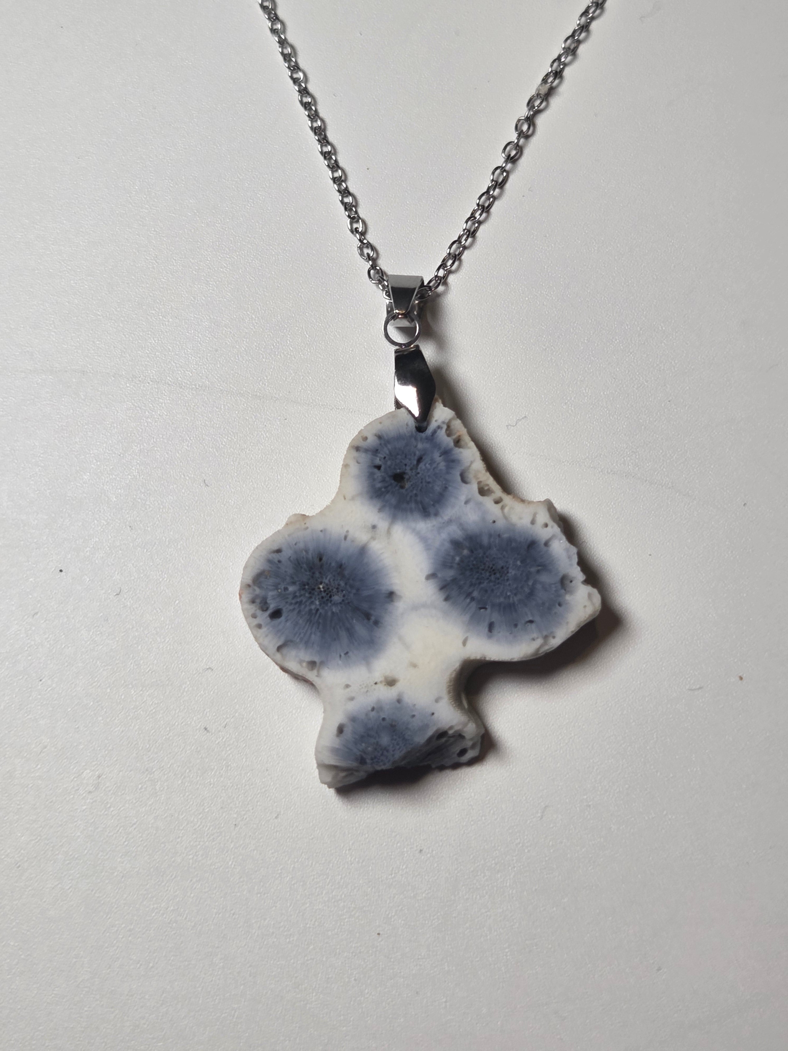 Blue coral necklace from the Dominican Republic