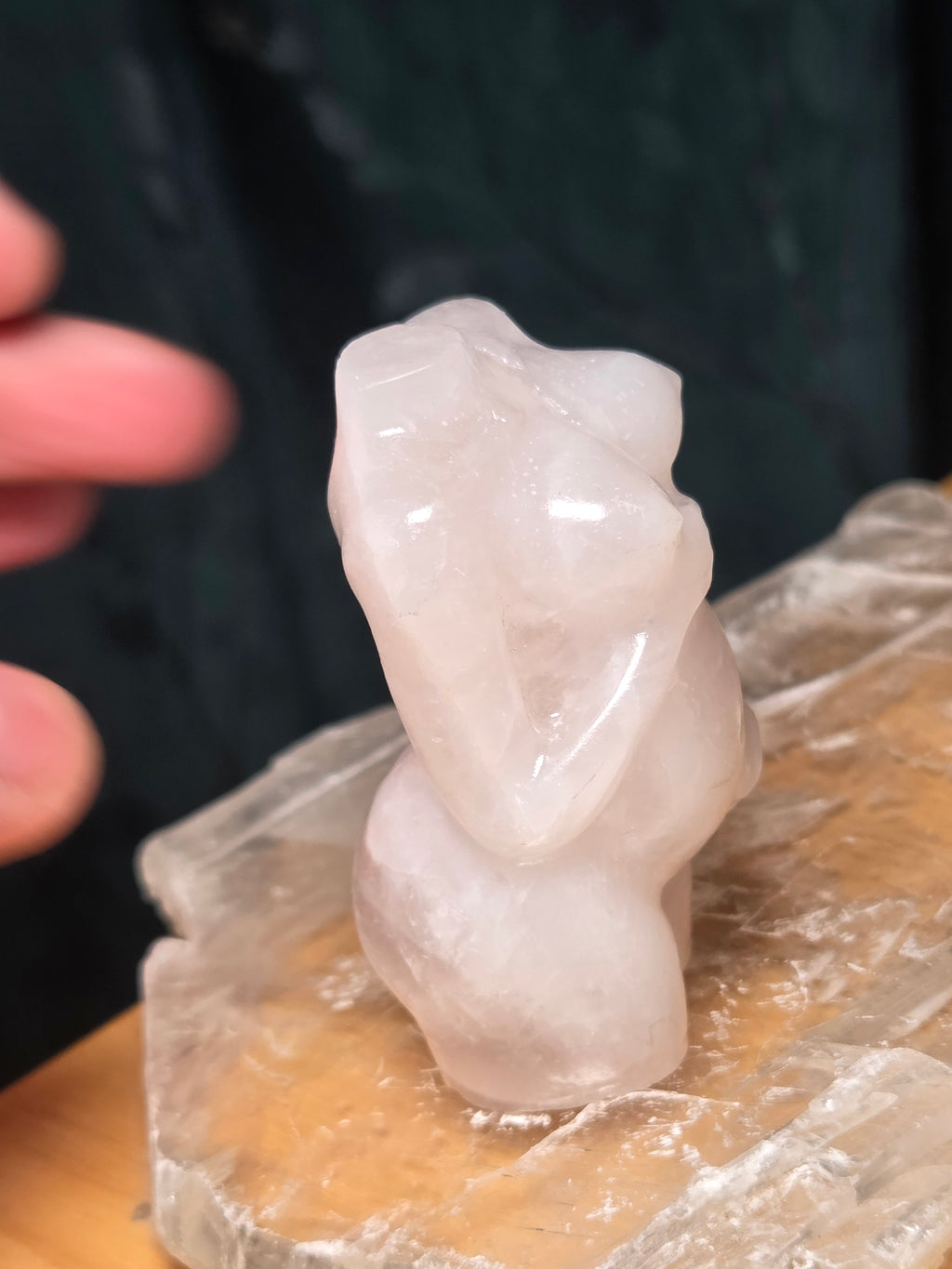 Clear quartz crystal pregnant body carving