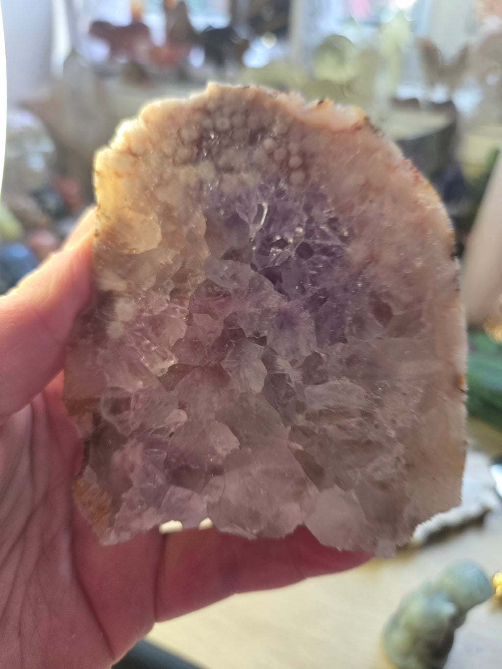 Pink amethyst crystal slice