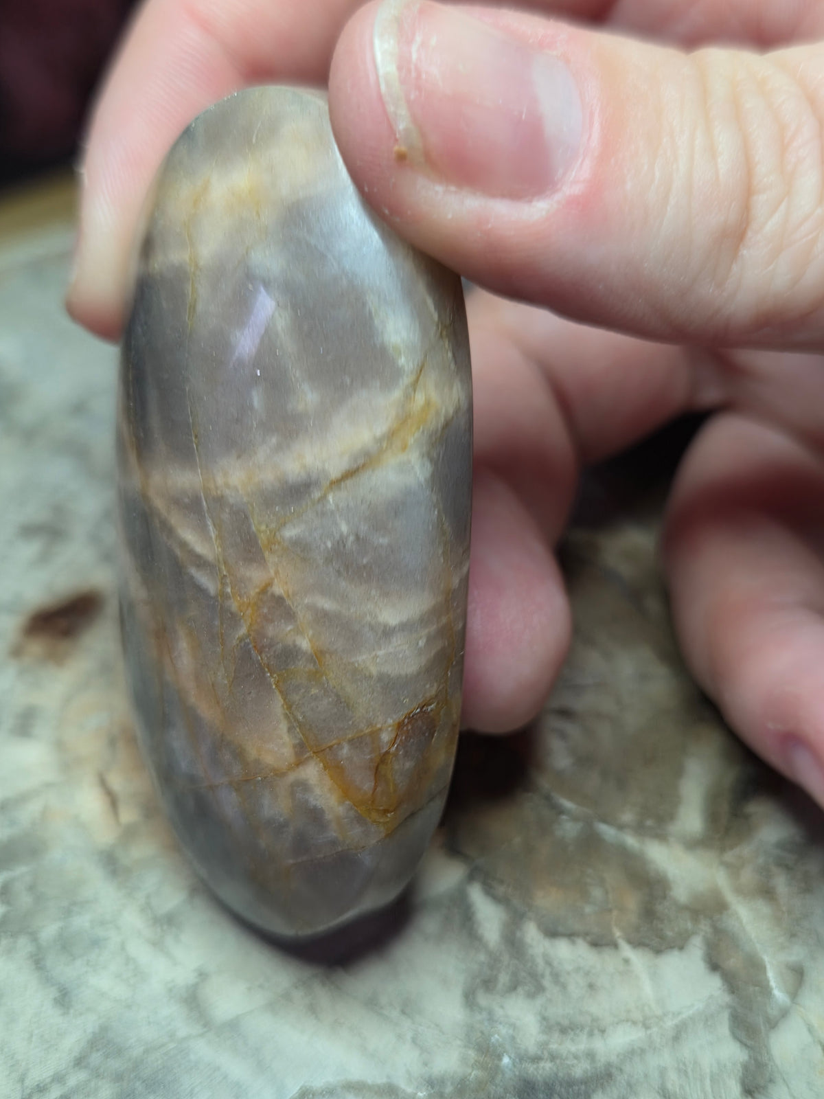 Black Moonstone crystal palm stone
