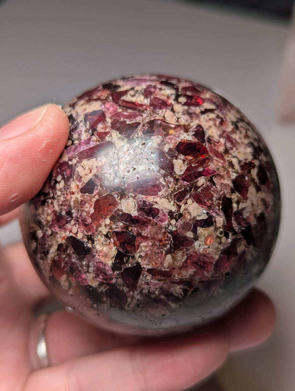 Garnet crystal sphere with Stand