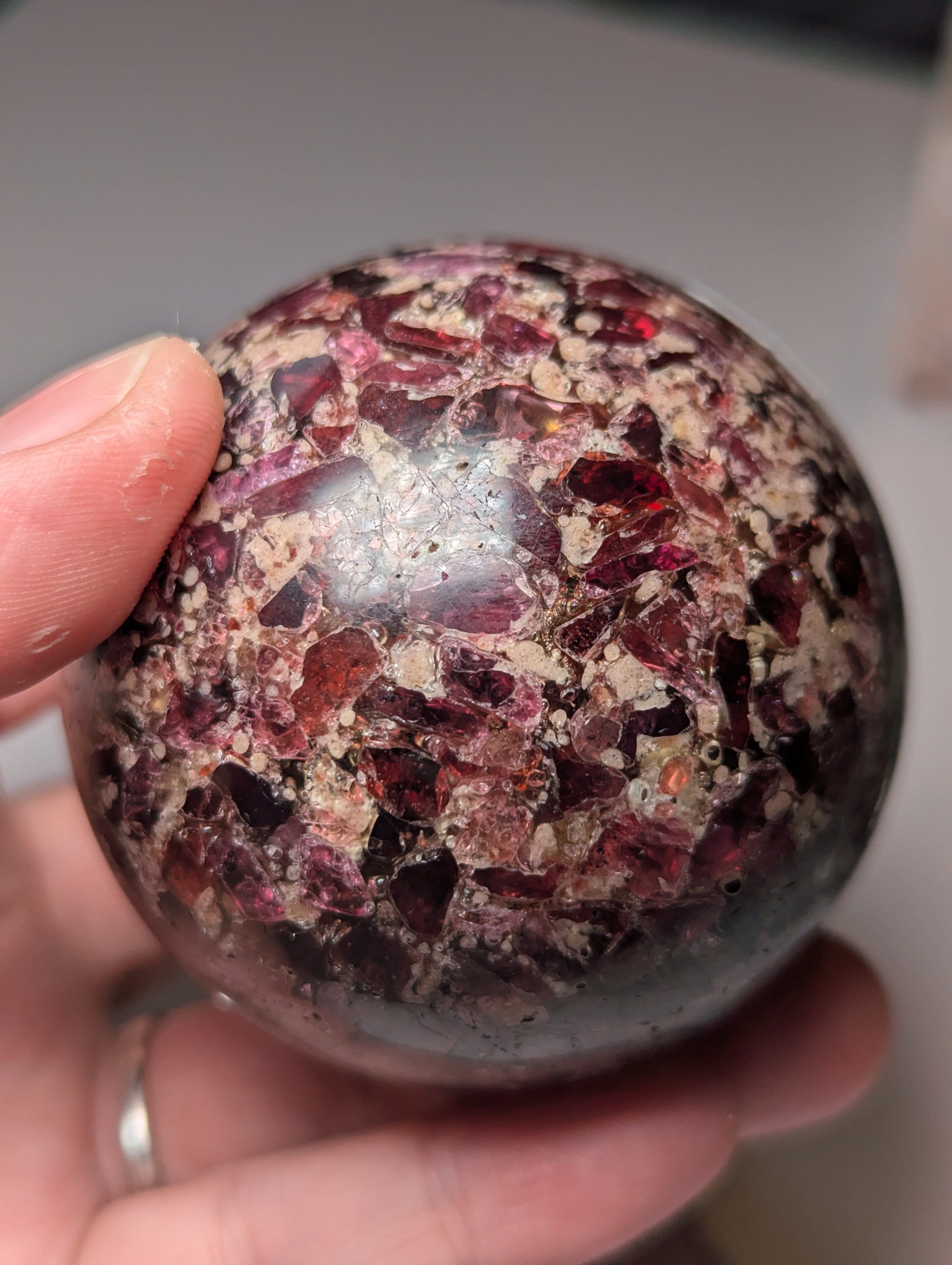 Garnet crystal sphere with Stand