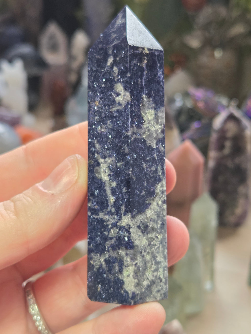 Blue mica spakly crystal tower