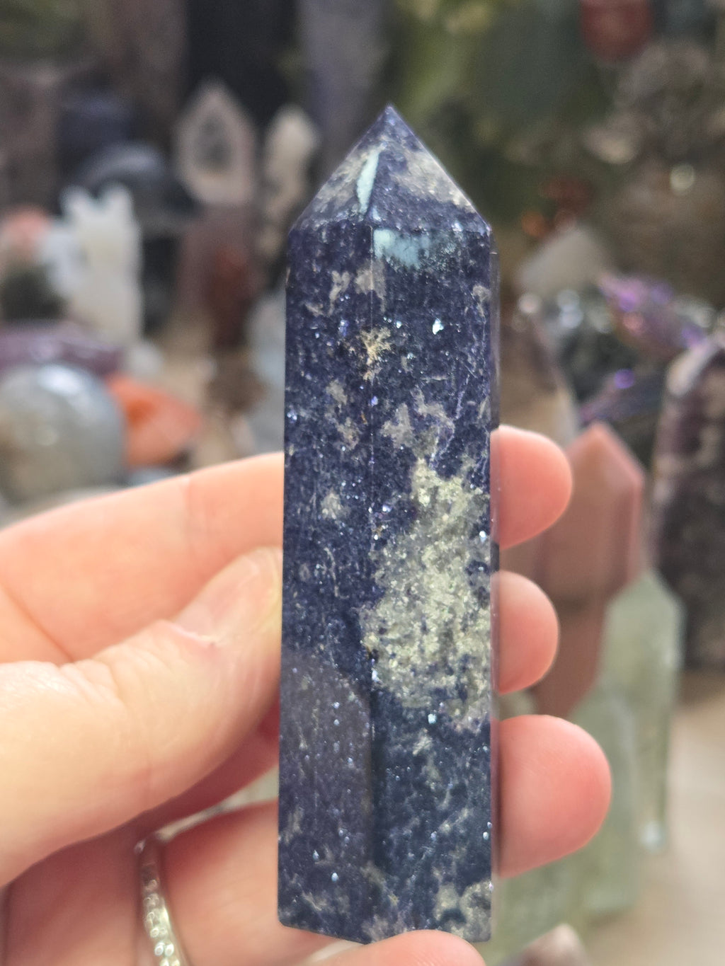 Blue mica spakly crystal tower