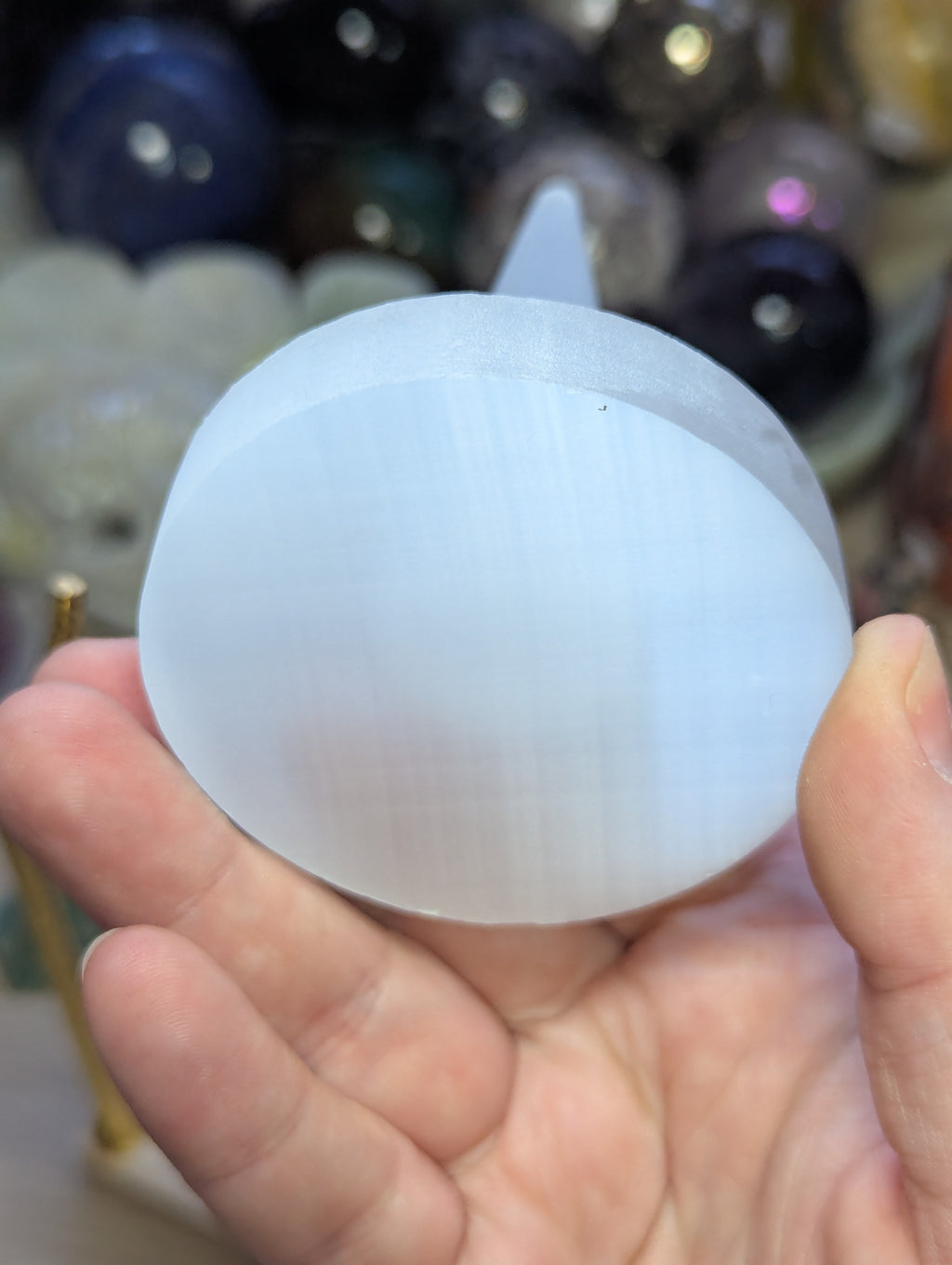 Selenite crystal ring stand