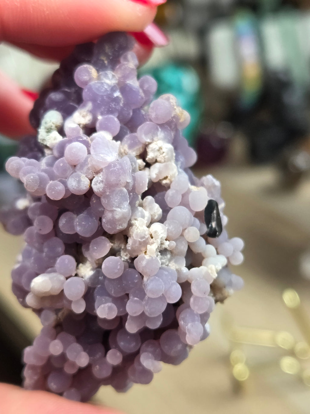 Beautiful rare grape agate specimen with  case