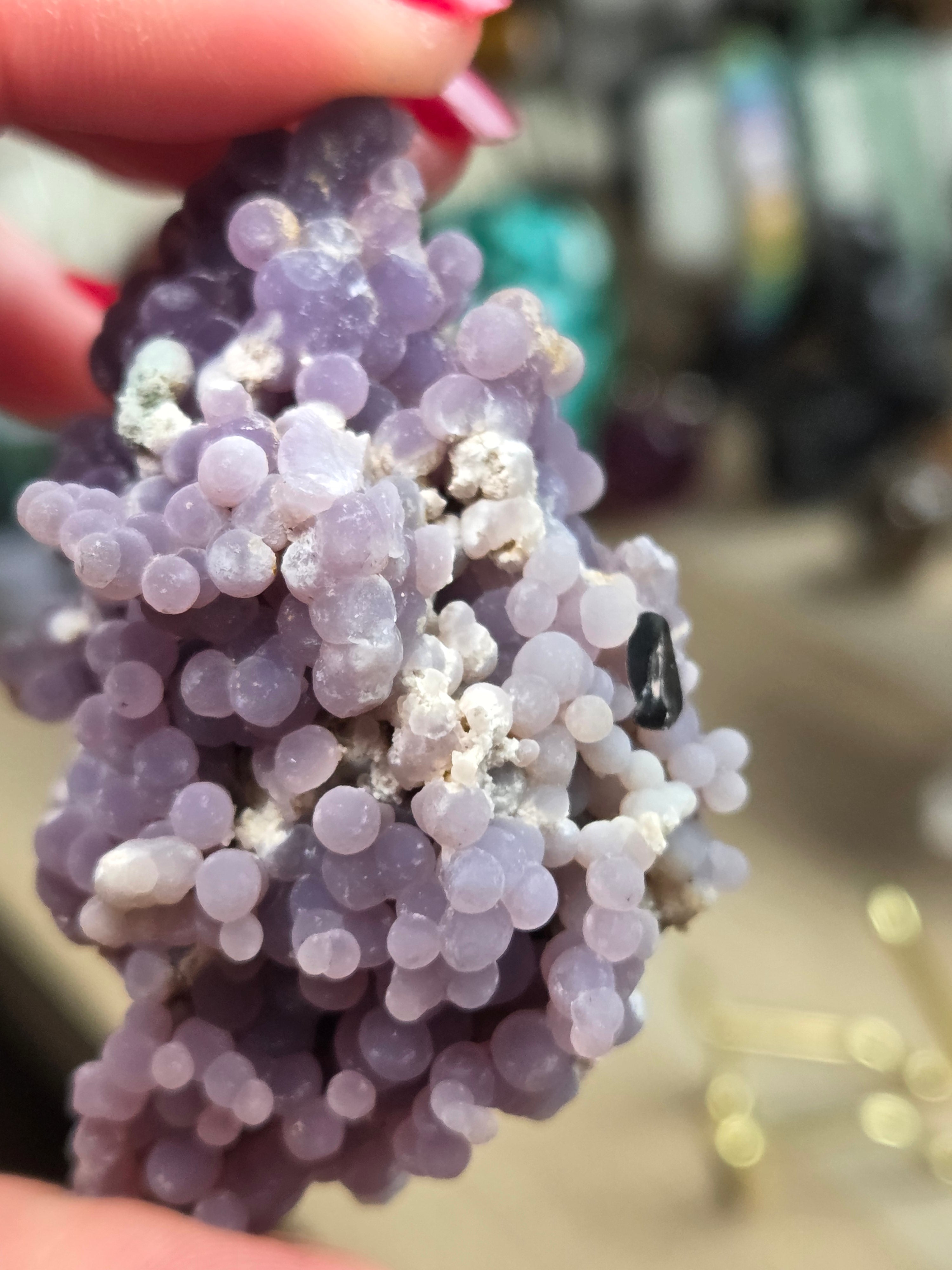 Beautiful rare grape agate specimen with  case