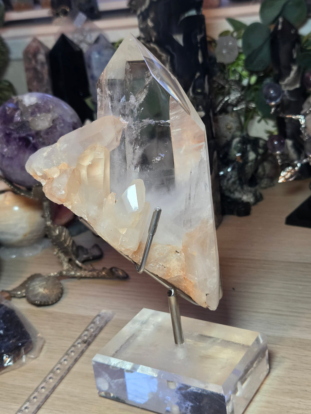Large raw clear quartz crystal from Brazil