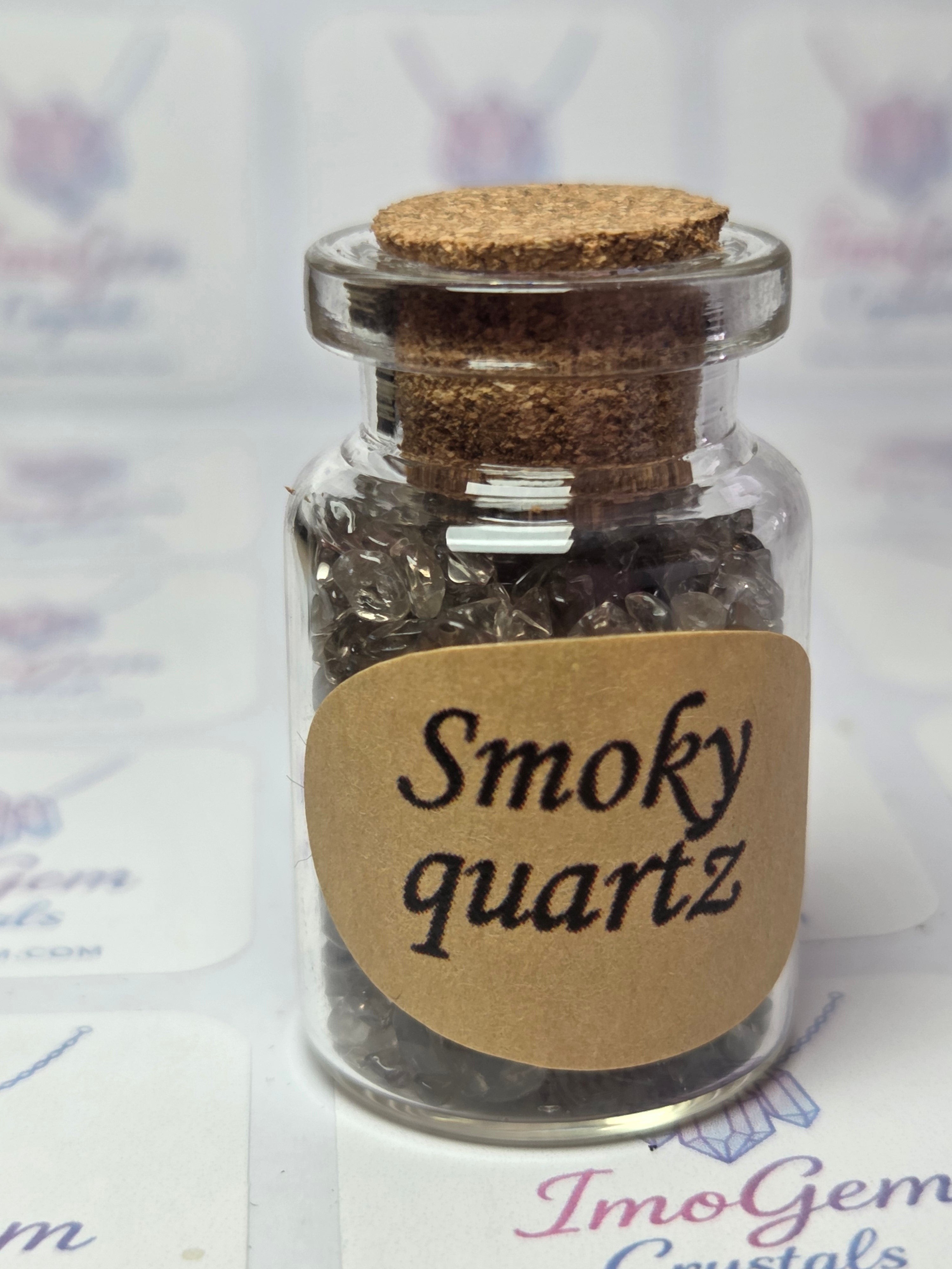 Crystal chips in glass jar