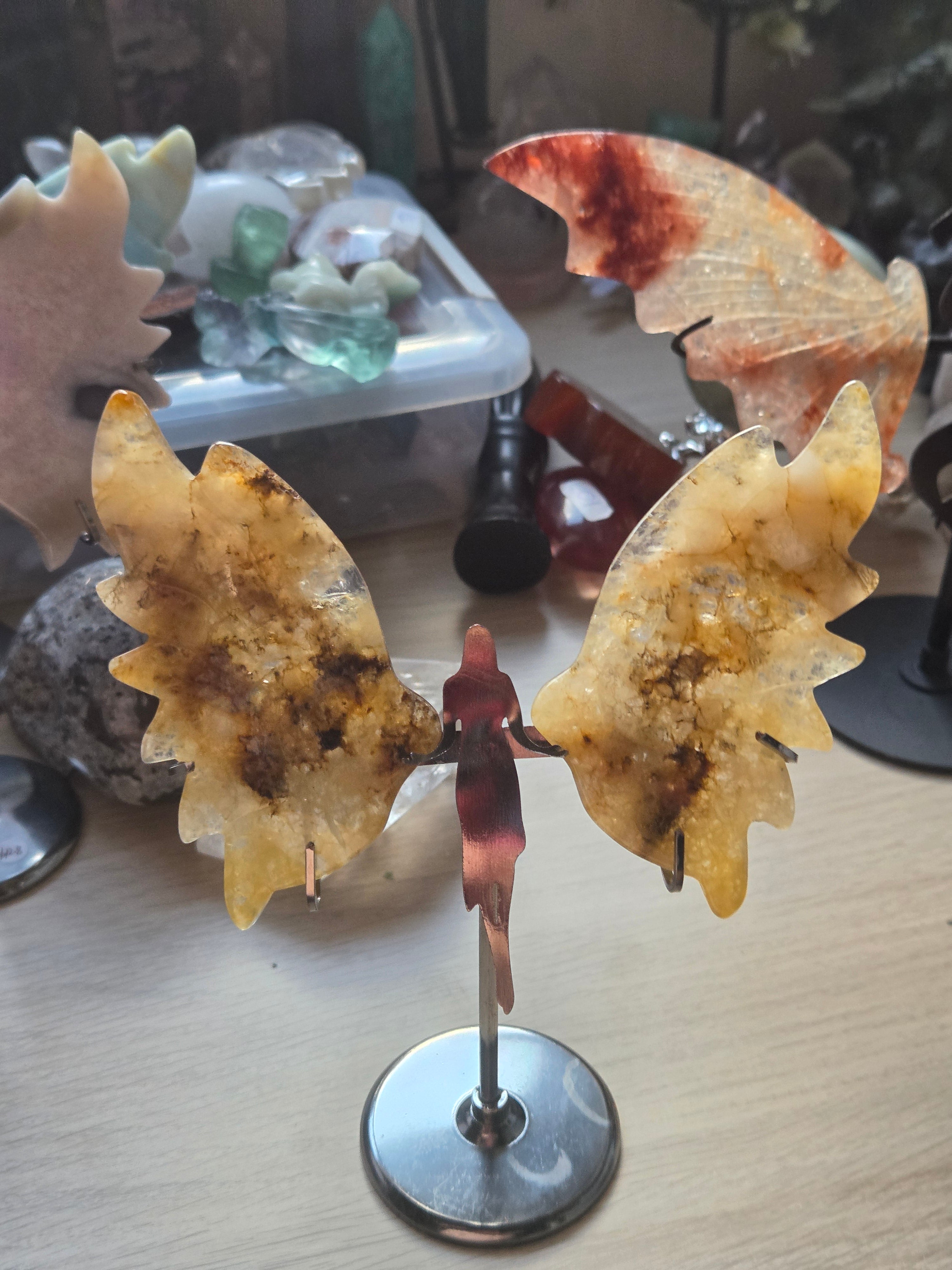 Dendritic with golden healer crystal  angel carving