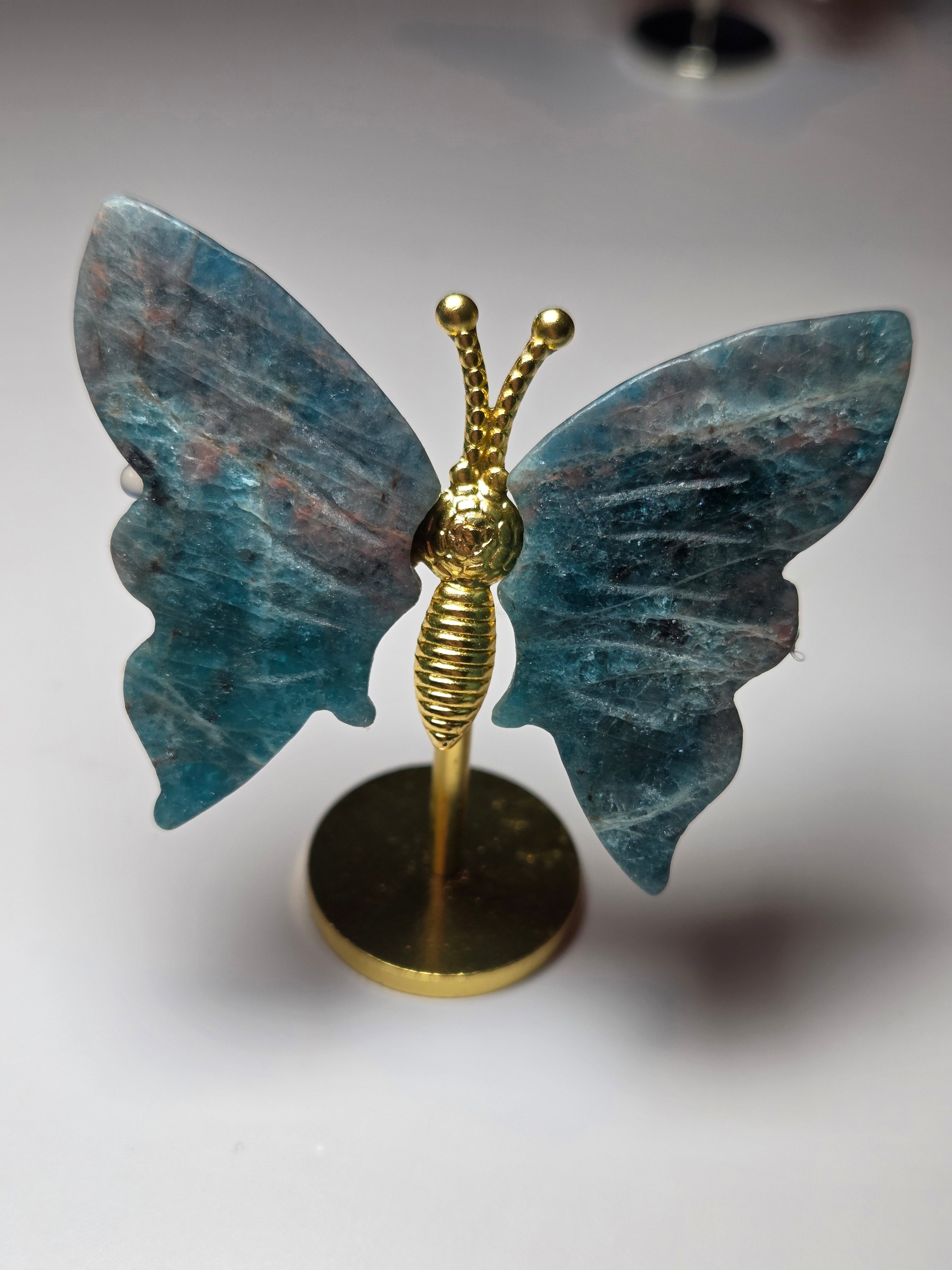 Apatite crystal butterfly crystal on stand