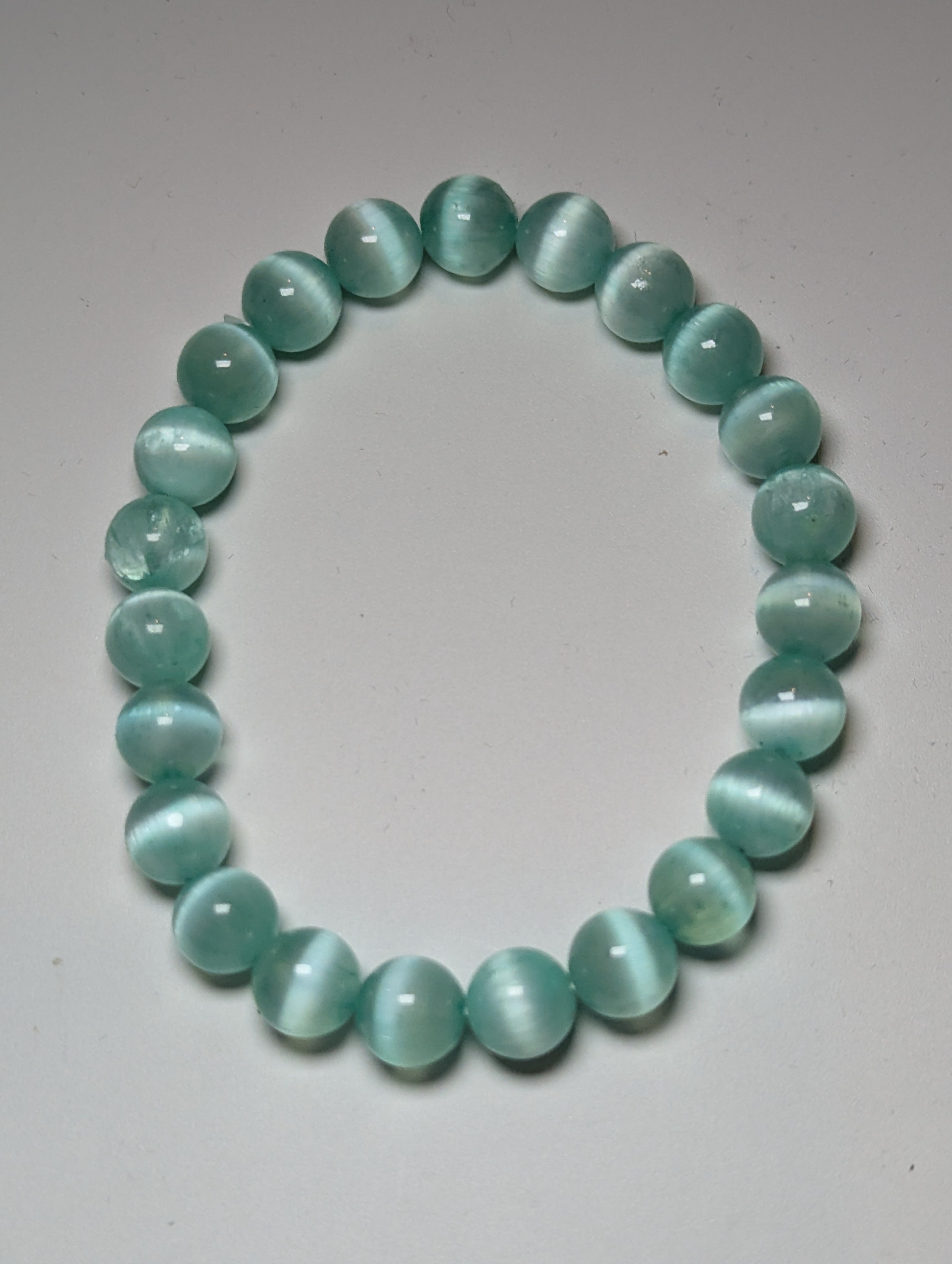 Green selenite crystal bracelet (dyed)