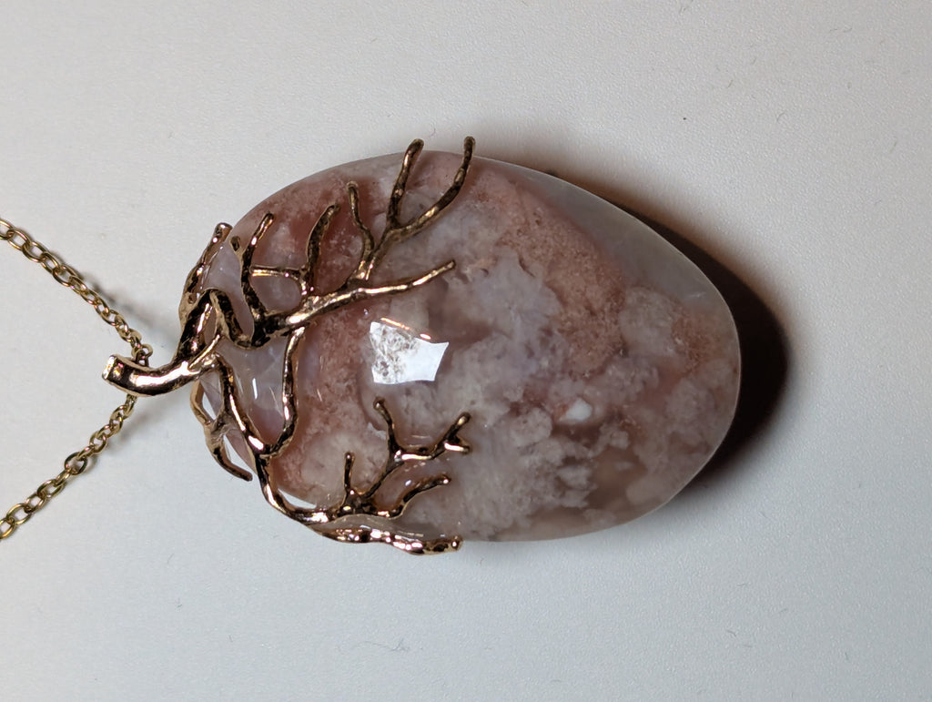 Pink Amethyst crystal handmade necklace
