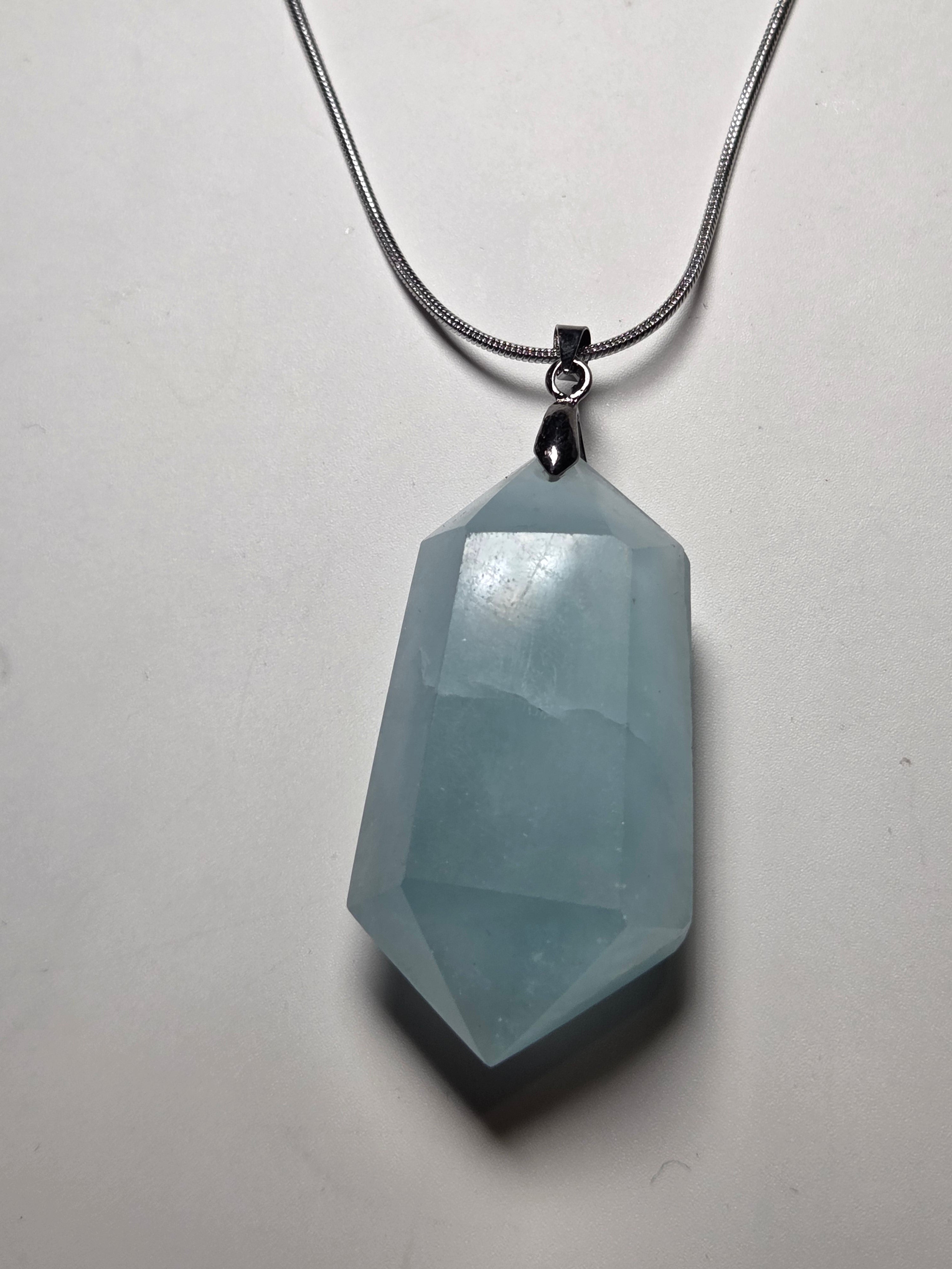 Aquamarine crystal handmade necklace