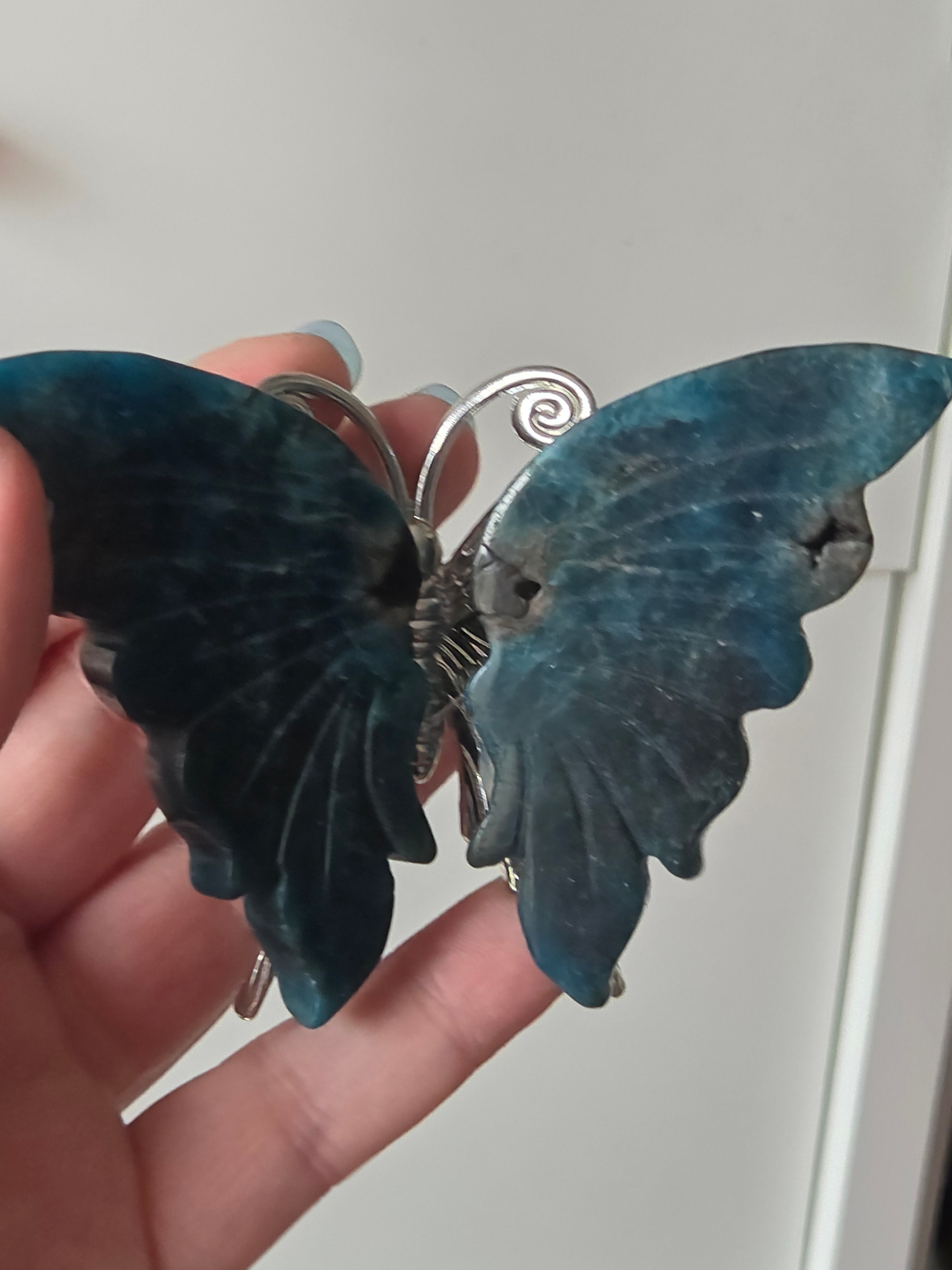 Beautiful  apatite crystal butterfly carving