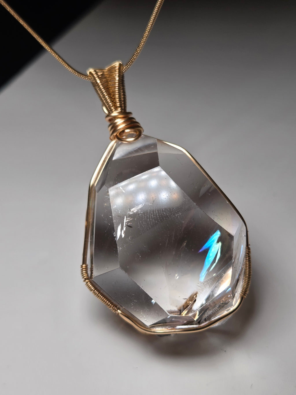 Grade AAA clear quartz crystal handmade necklace wire wrap