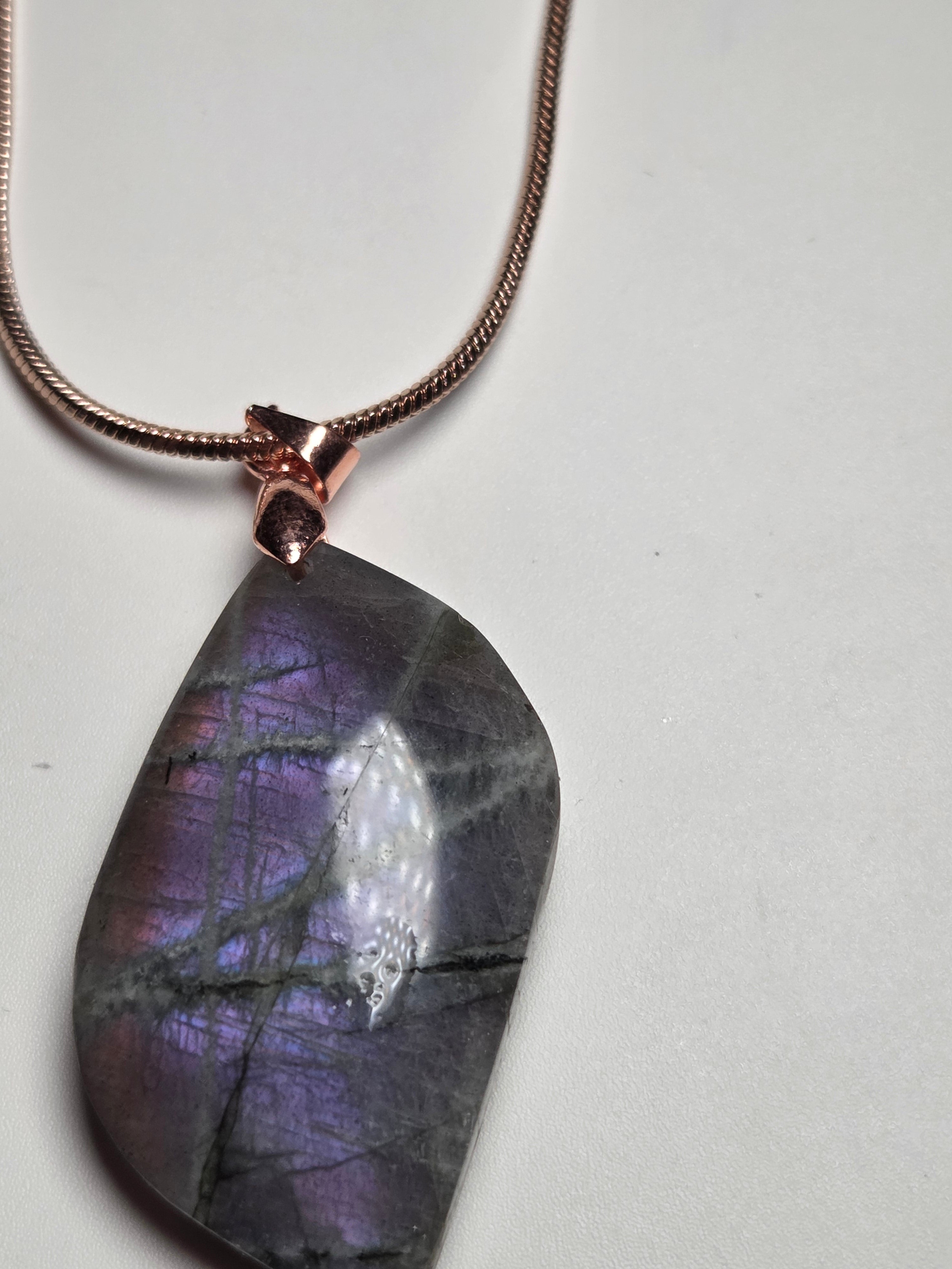Purple labradorite crystal handmade necklace