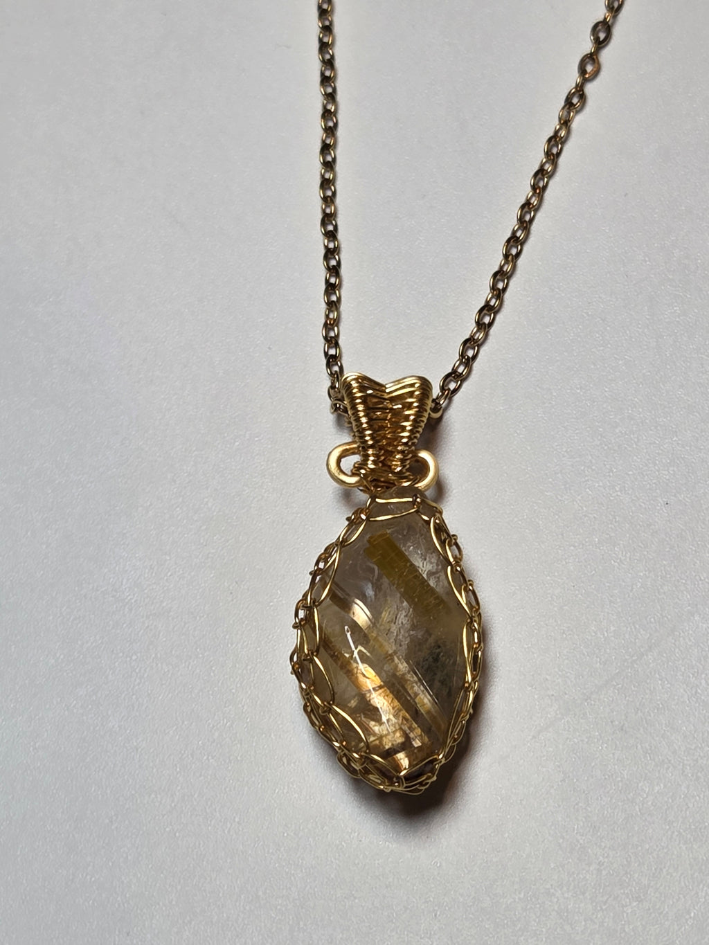 Golden Rutlile crystal Wire wrap necklace