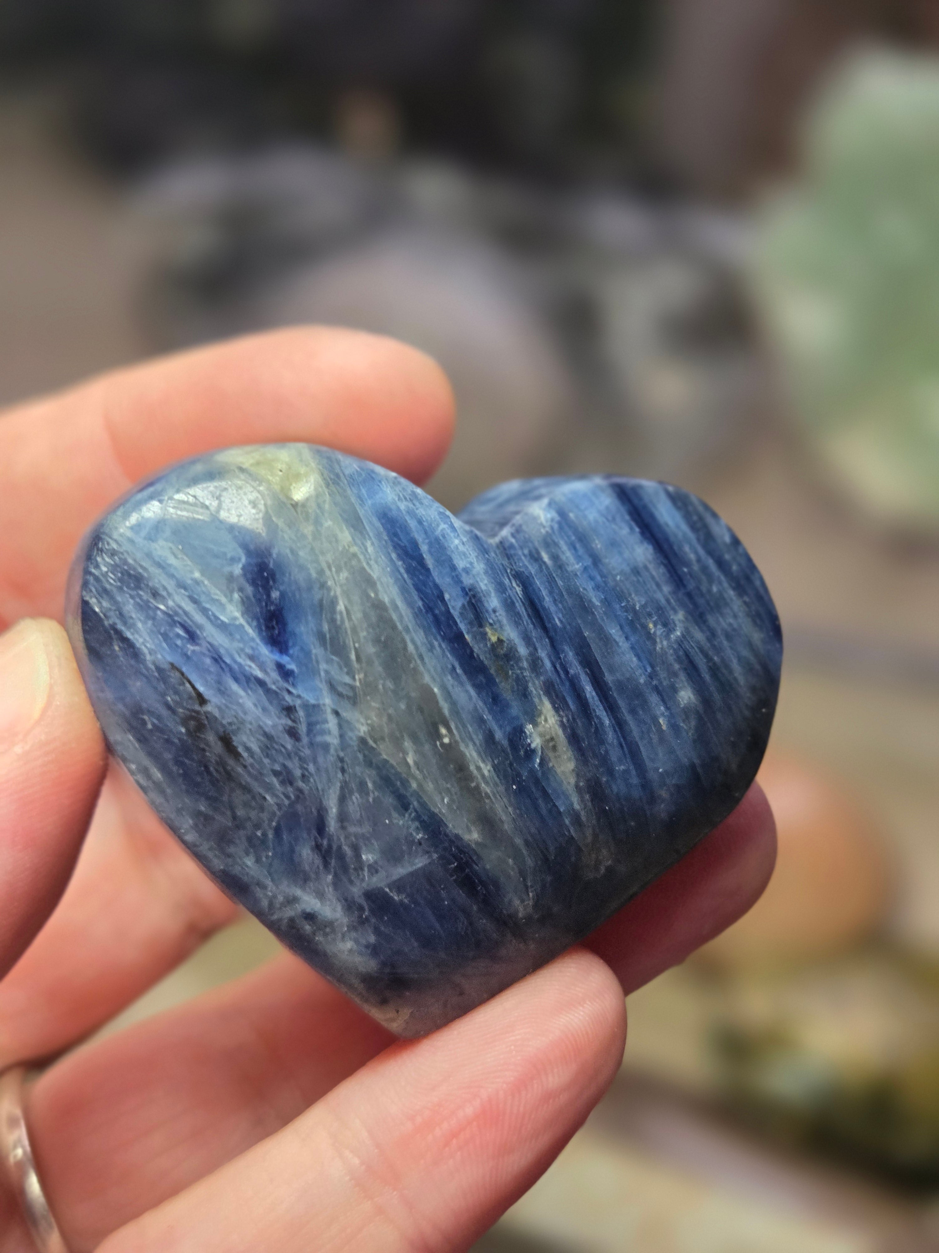Kyanite crystal heart carving