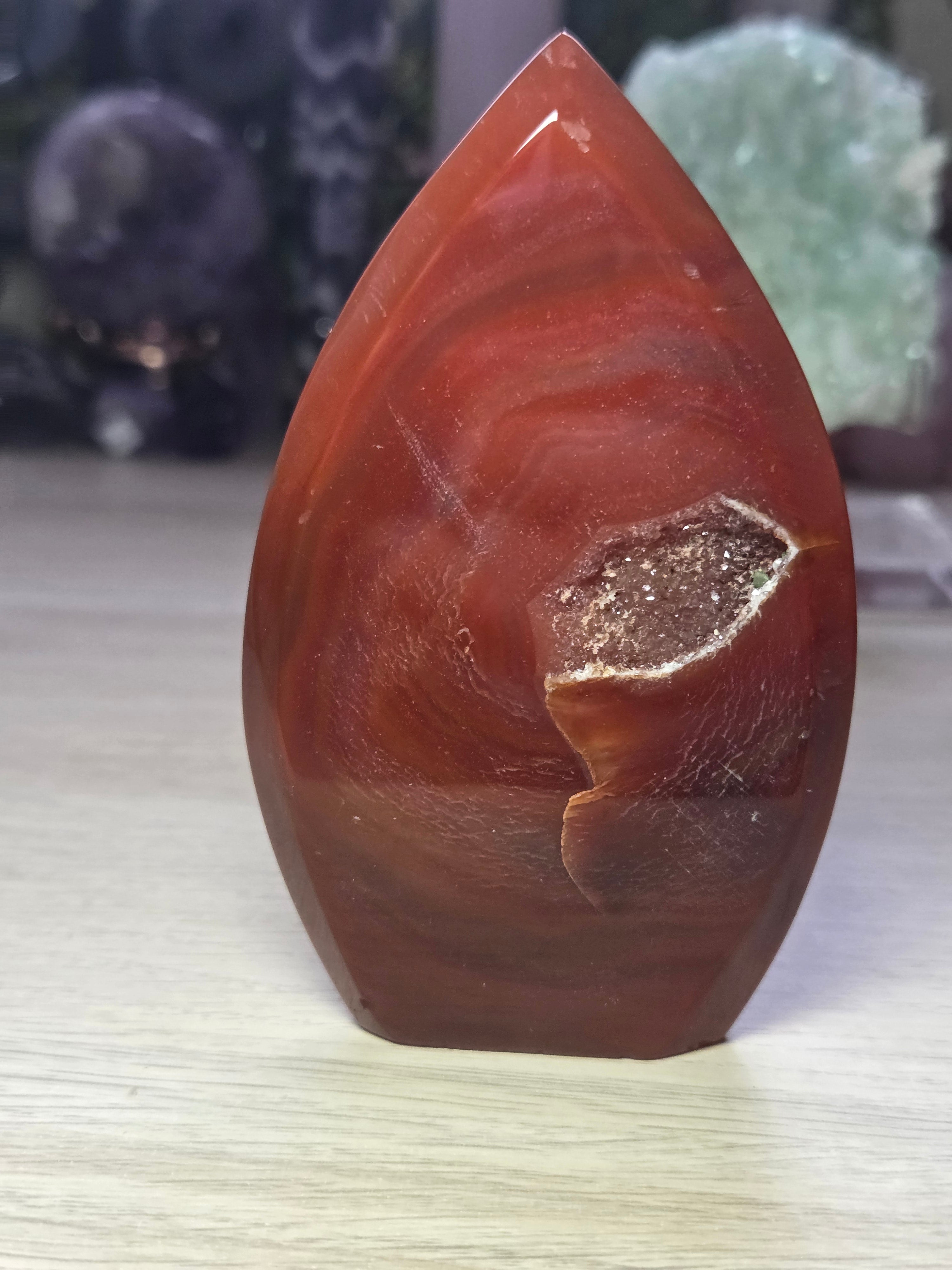 Red carnelian crystal tear drop freeform