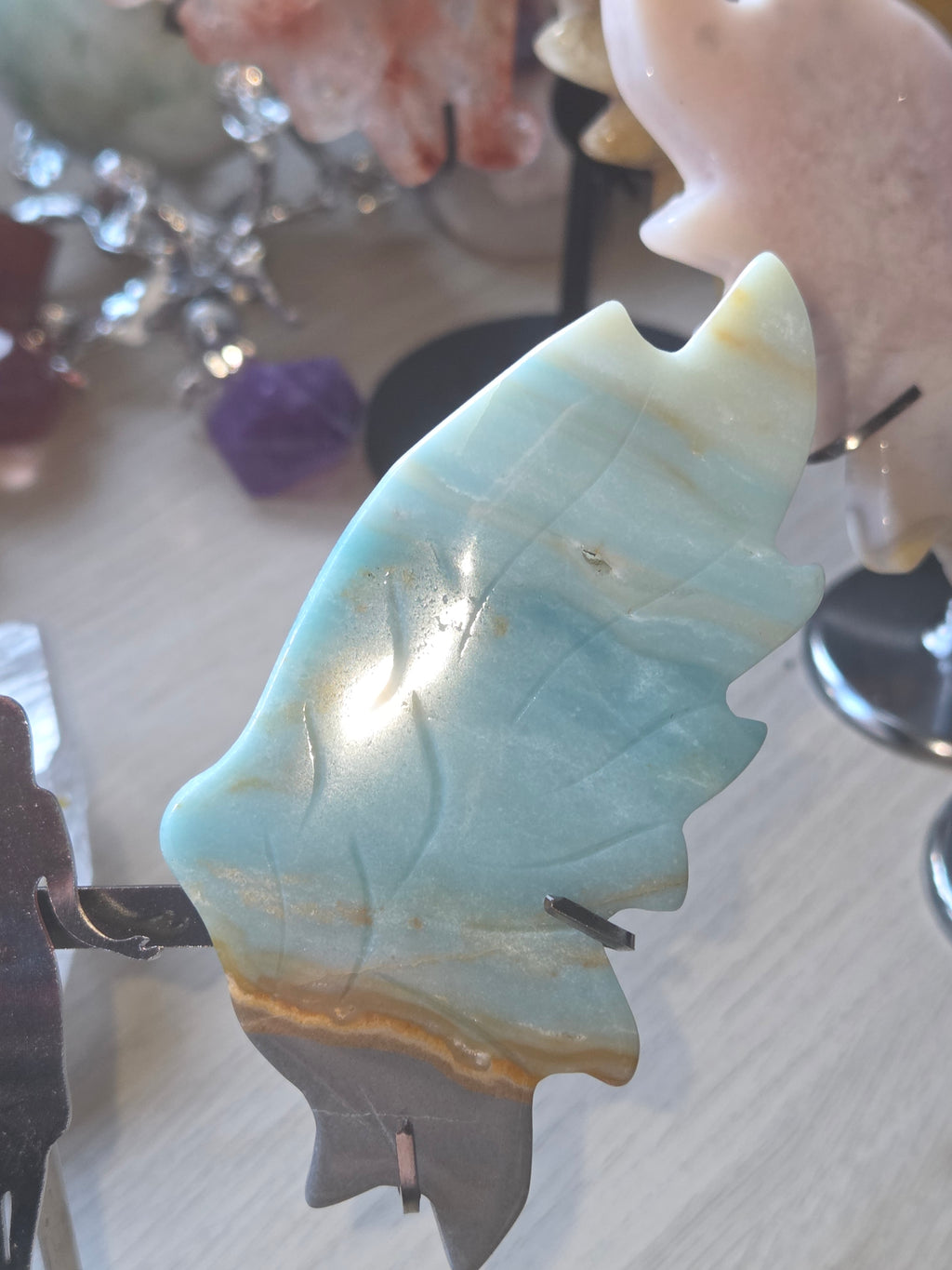 Caribbean calcite crystal Angel wings carving