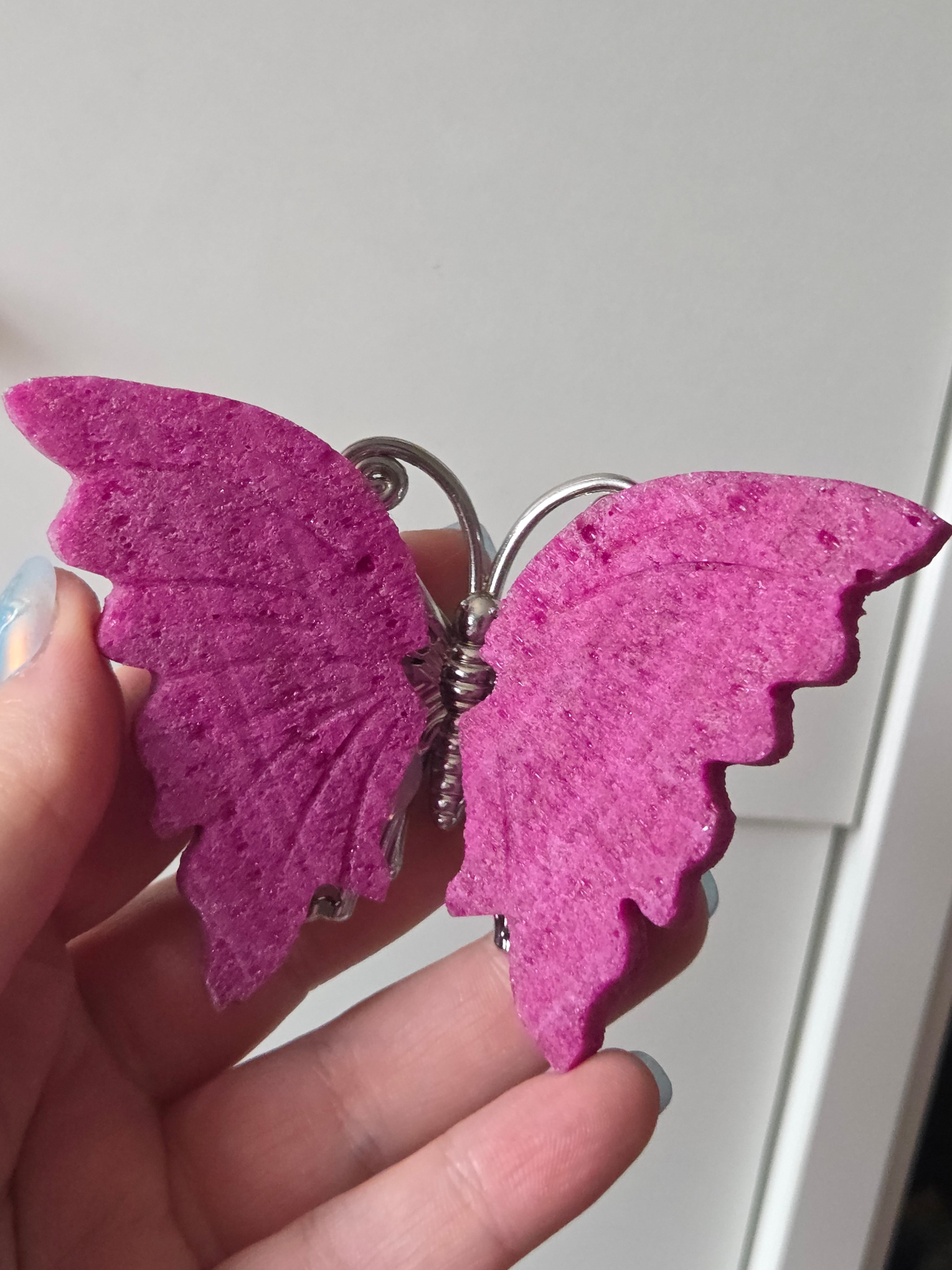 Honeycomb ruby butterfly carving