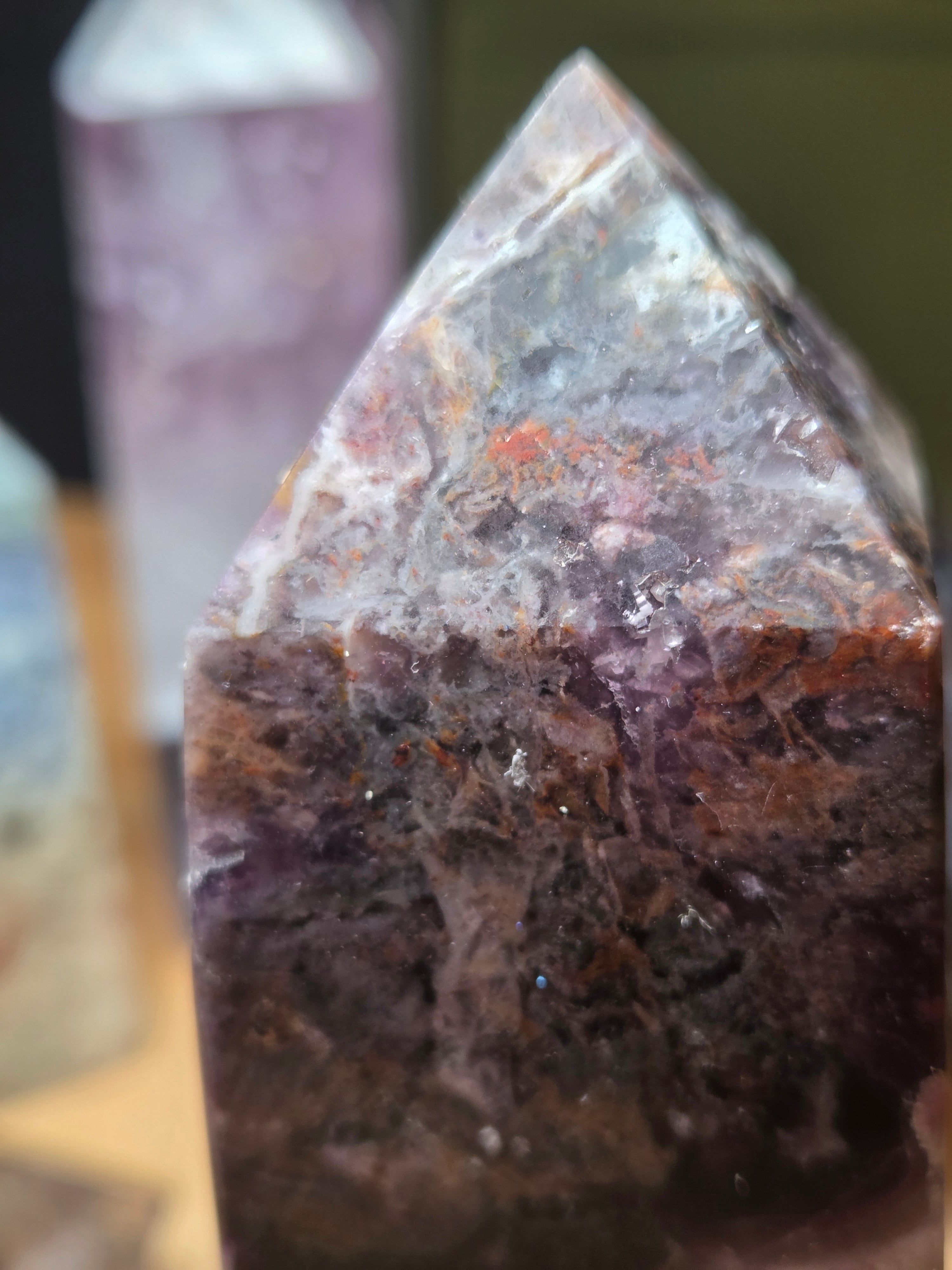 Root flourite crystal tower with duzy