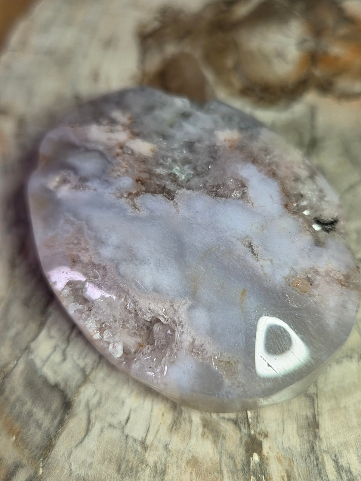 Pink amethyst crystal palmstone